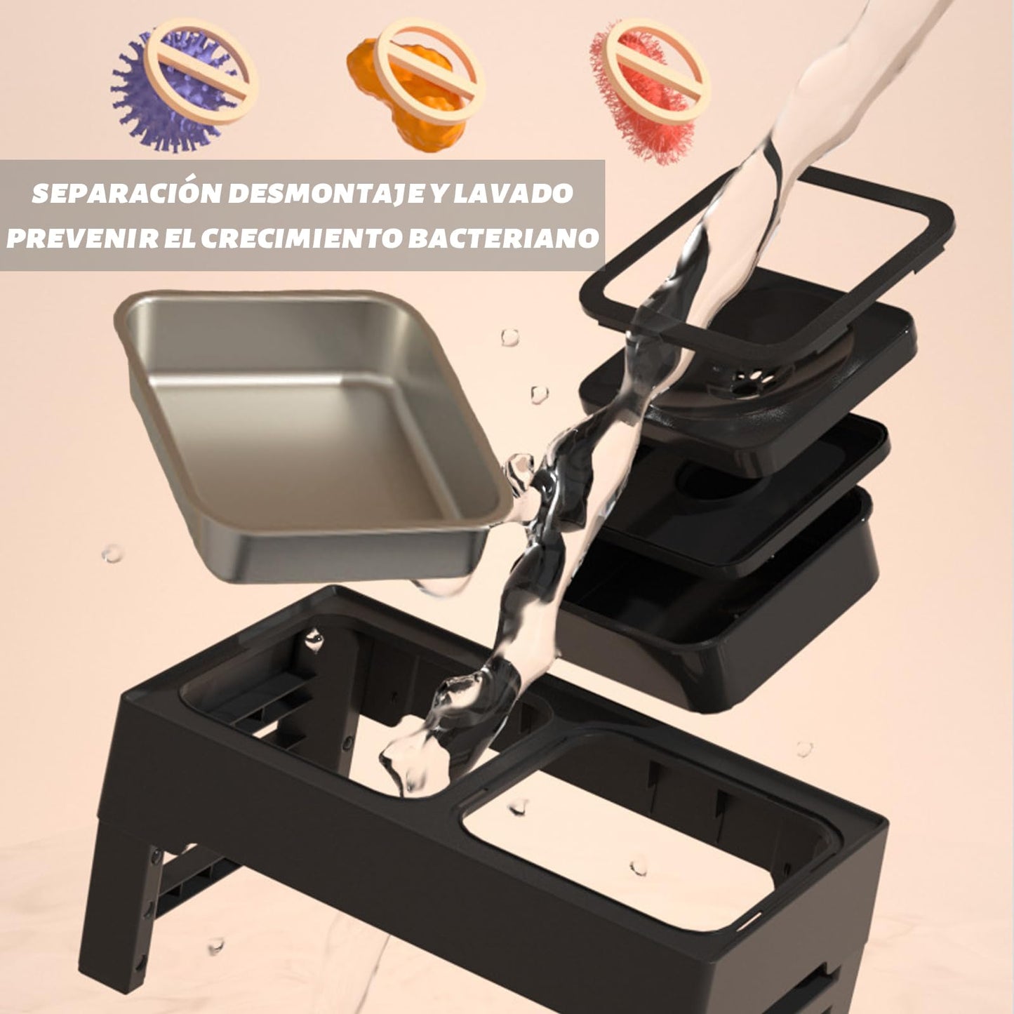 LGNATIUS Cuencos elevados para Perro,Cuencos elevados para Perros Grandes,4 Alturas Ajustables,Plegable,Cuenco de Acero Inoxidable para Agua y Comida,Apto para Perros Grandes, medianos y pequeños.