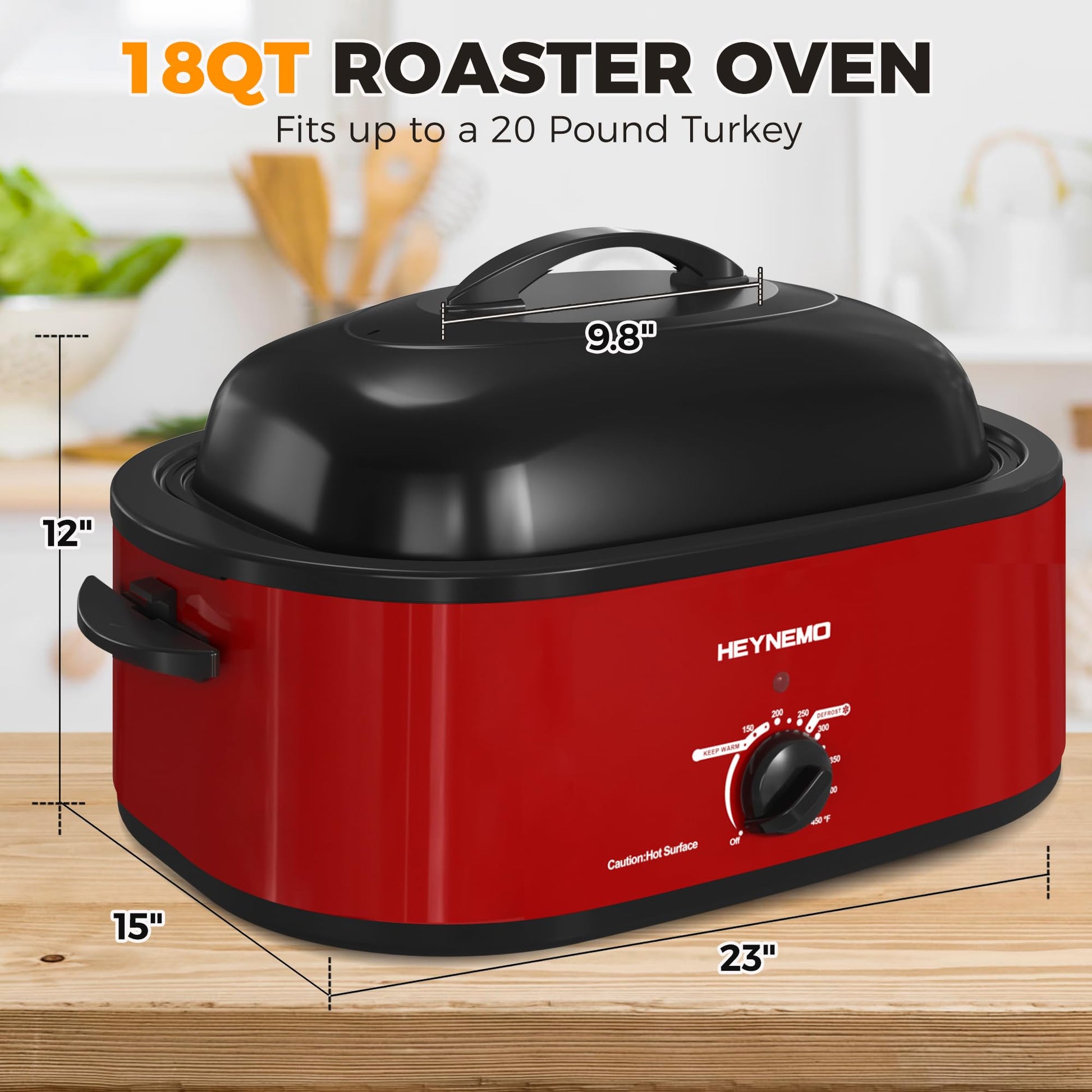 Asador Eléctrico Acero Inoxidable Rojo con Tapa Autohilado y Temperatura Ajustable