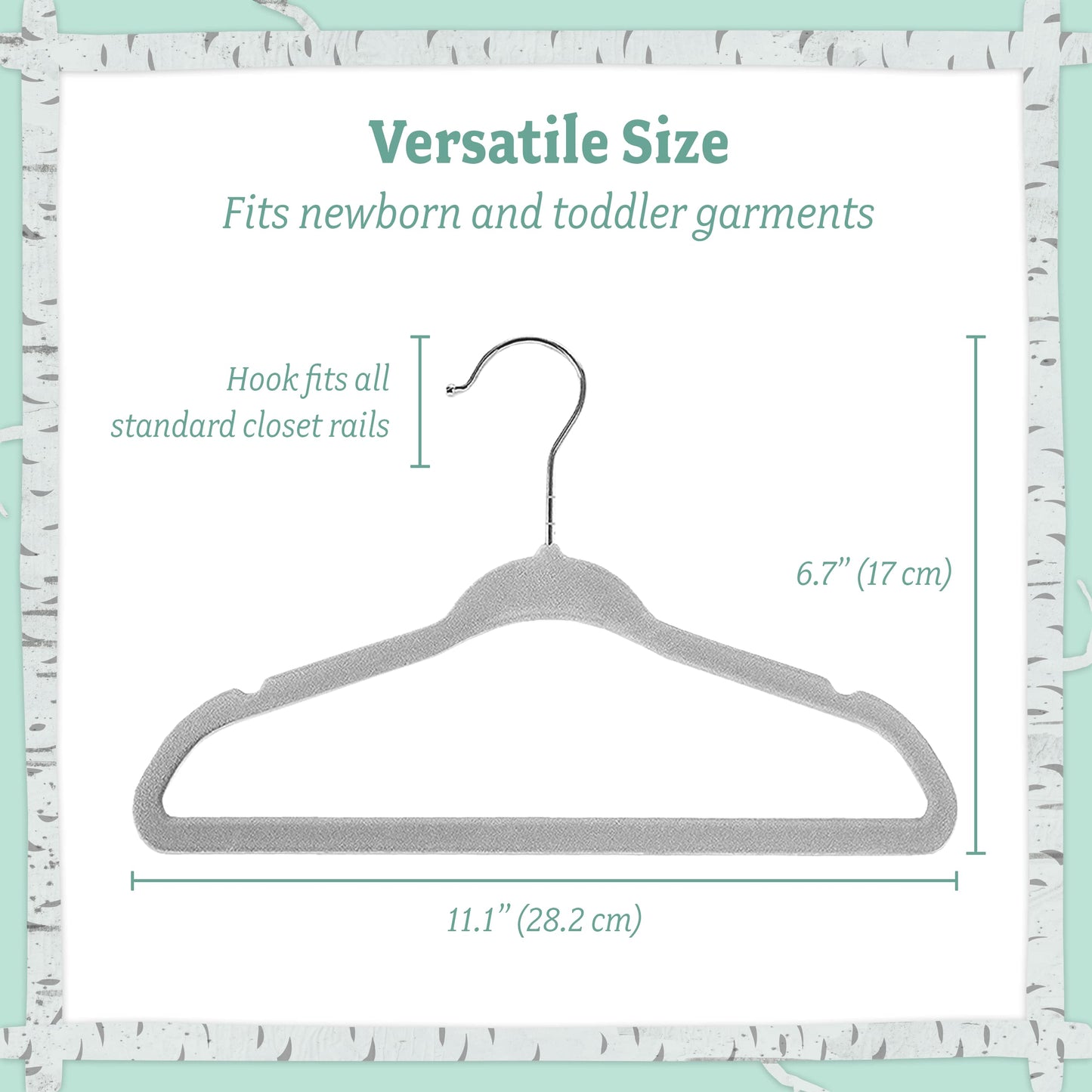 Baby Nest Designs - Perchas de terciopelo de plástico para niños, separadores antideslizantes para guardería, organizador de clóset, color gris, paquete de 15