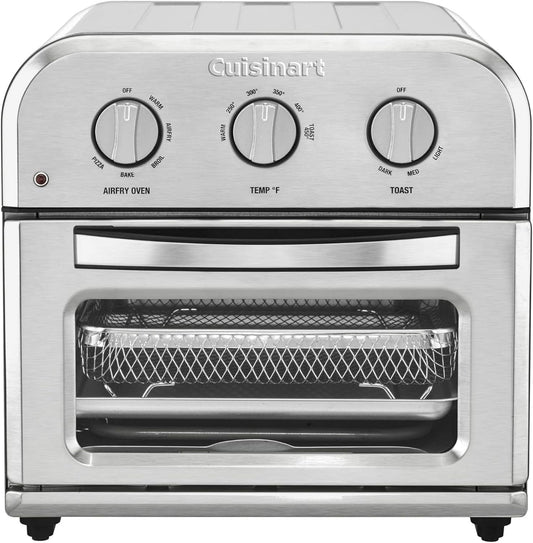 Cuisinart TOA-26 - Horno tostador compacto para freidora de aire, motor de 1800 W con funciones 6 en 1 y amplio rango de temperatura, freidora de aire, acero inoxidable