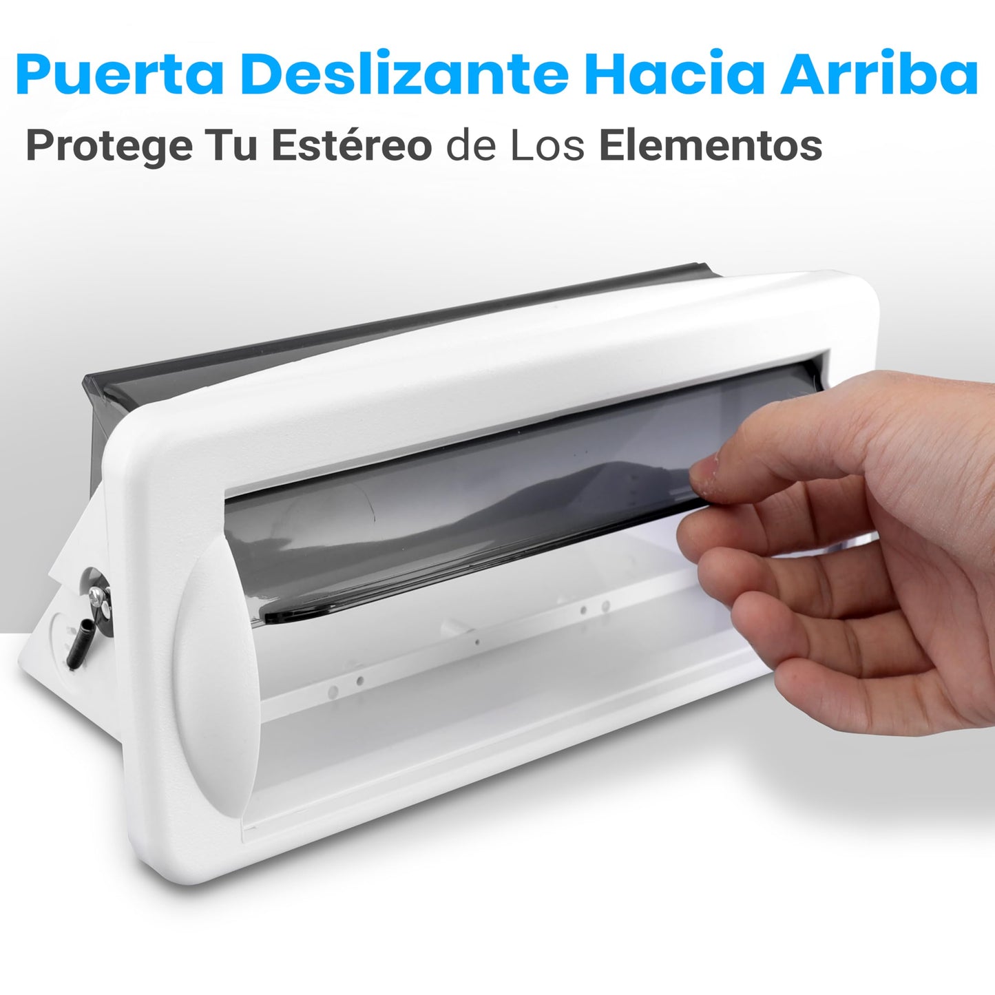 Pyle Protector de Radio Resistente al Agua, con Ventana Abatible. Incluye Set de Montaje. Blanco