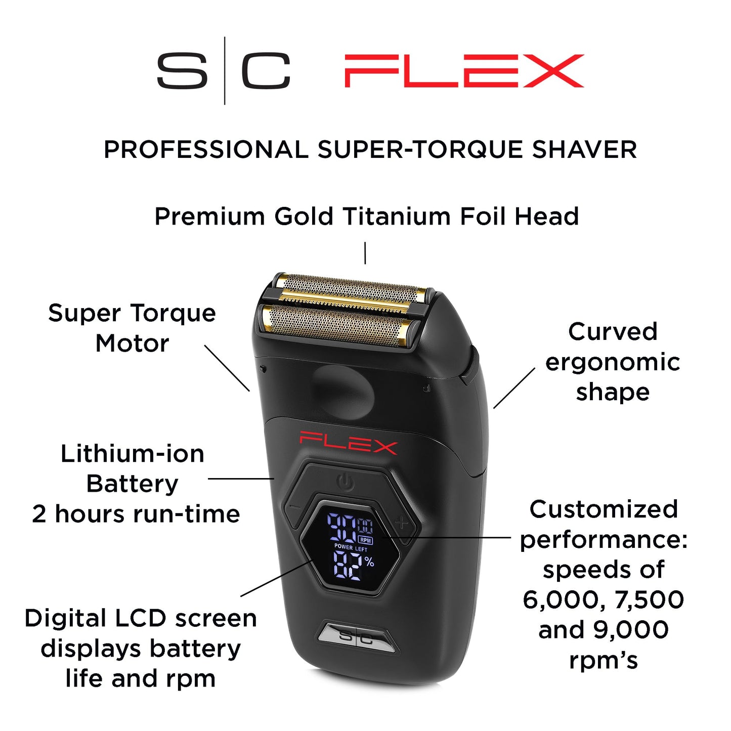 Stylecraft Flex Foil Shaver Motor Super-Torque Profesional, Pantalla Lcd Digital Con Cuchilla Micro-Trimmer