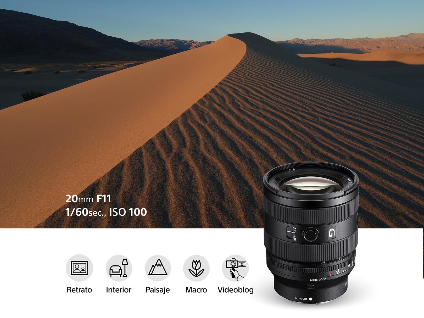 Lente E Sony FE 20-70 mm f/4 G