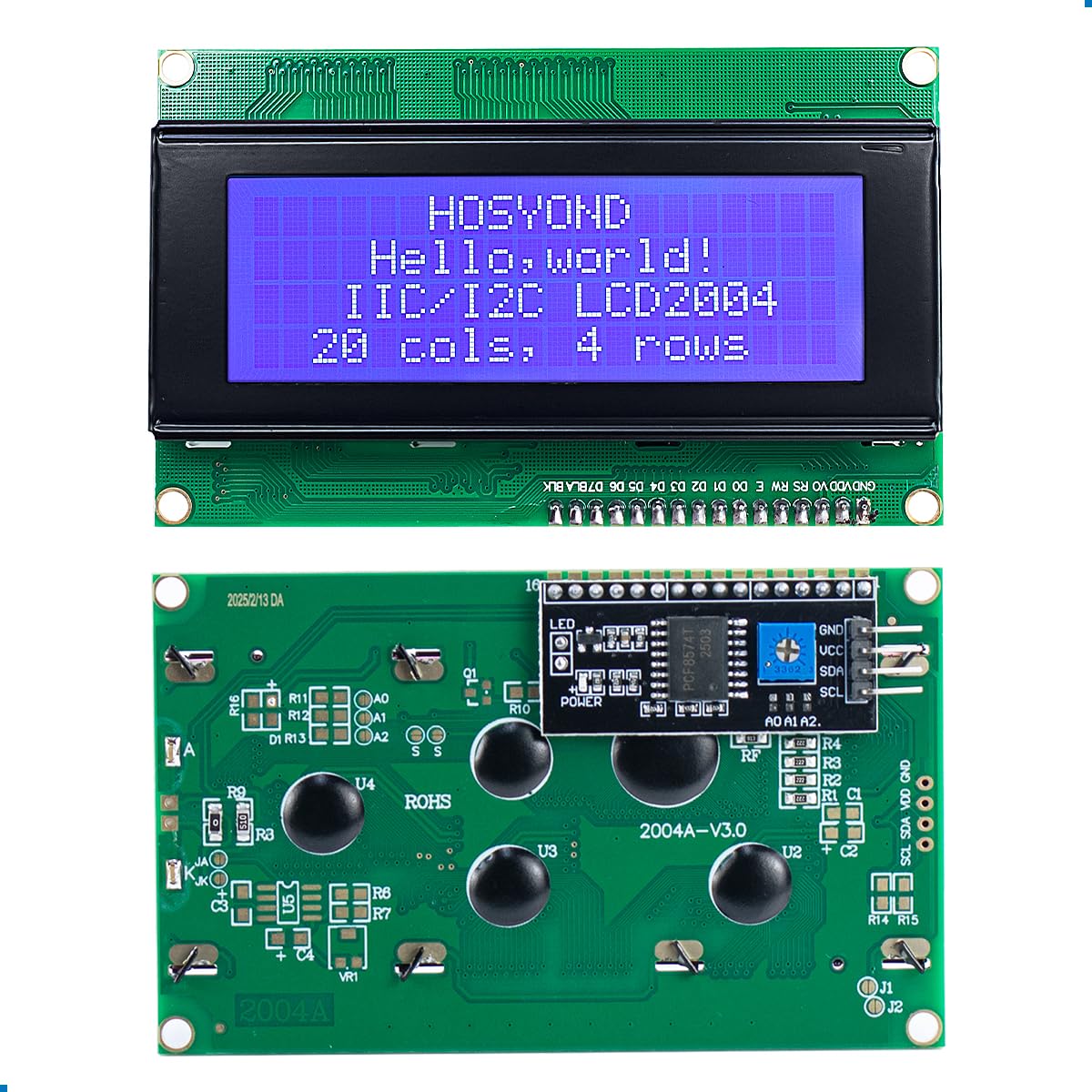 Hosyond - Módulo LCD IIC I2C 2004 de 20 x 04 de visualización LCD para Arduino Raspberry Pi
