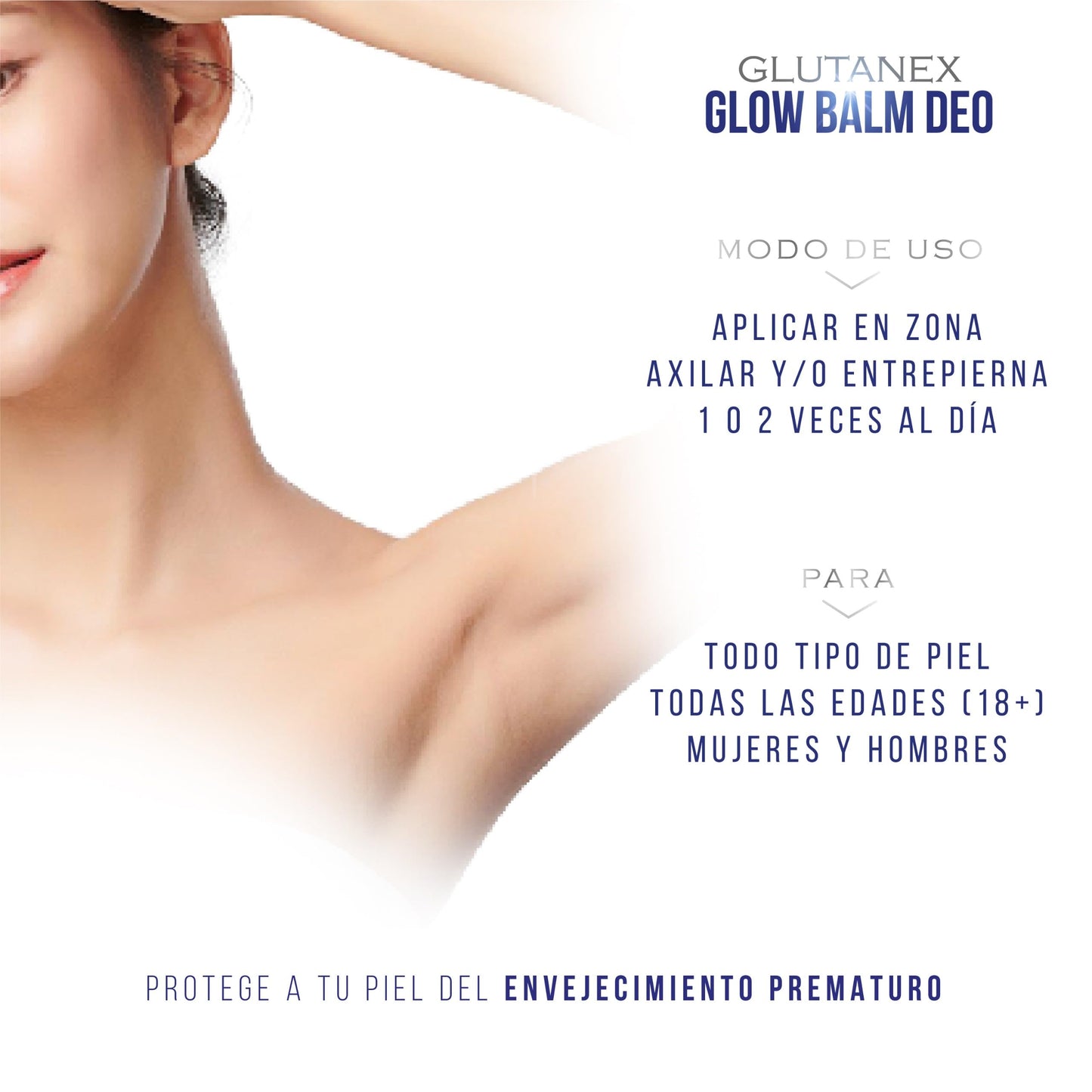 GLUTANEX™ GLOW BALM DEO Bálsamo Aclarante, Calmante y Antioxidante Axilar con Glutatión, Bisabolol y Aroma hasta por 24hrs (12.5gr.) De Corea Del Sur