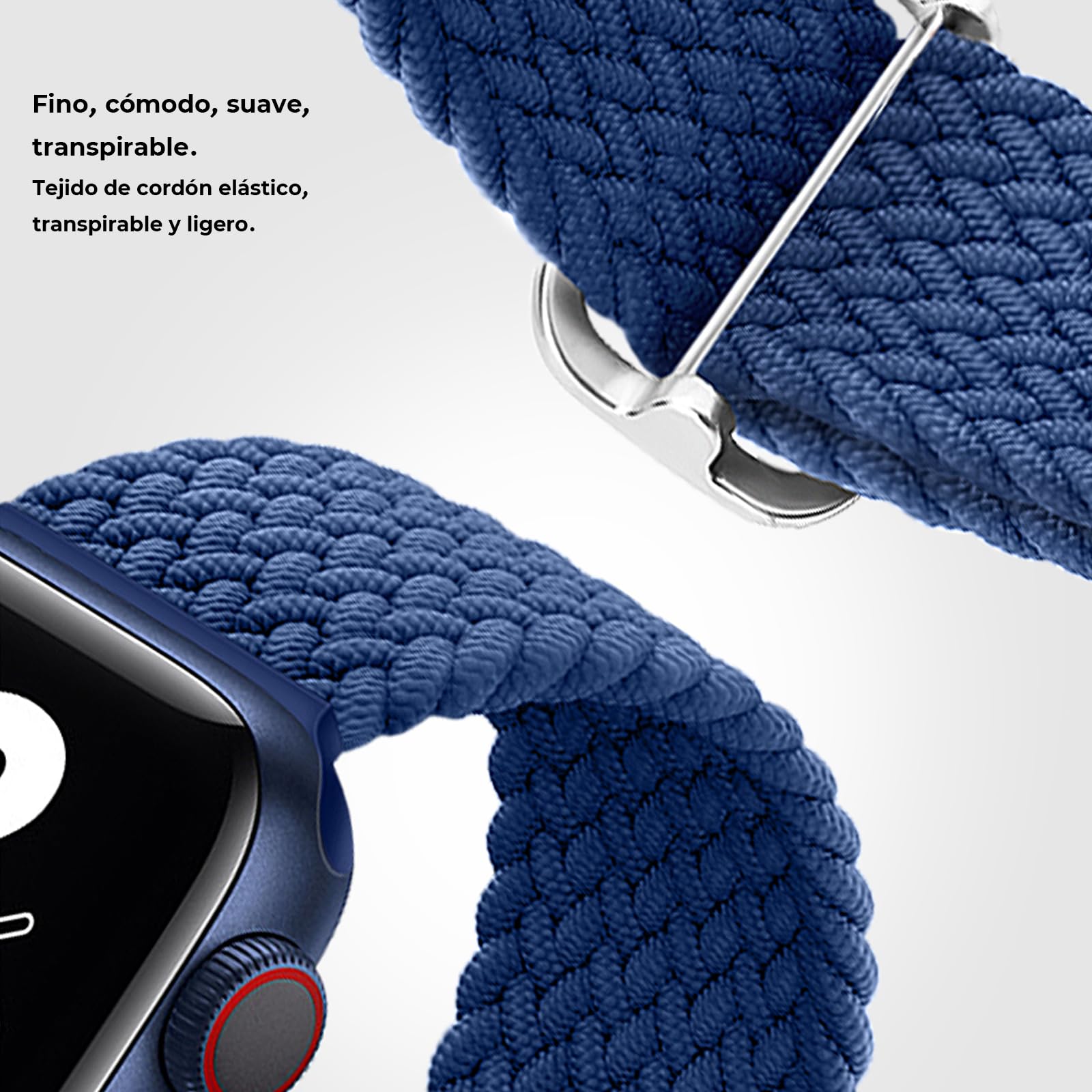 Correa Trenzada WULAR Azul Nylon Elástica Ajustable para Apple Watch