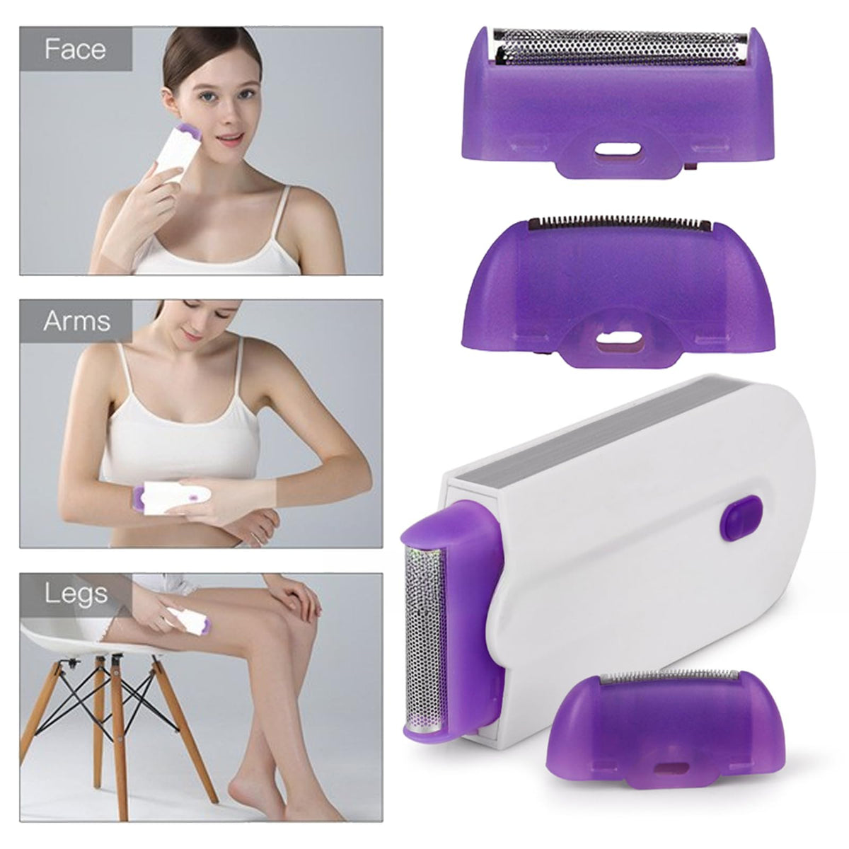 KAILIYA - Herramienta de eliminación de vello suave y sedosa, portátil, indolora, recargable, depiladora, suave al tacto, para quitar el cabello aplicable a cualquier parte del cuerpo de mujeres y