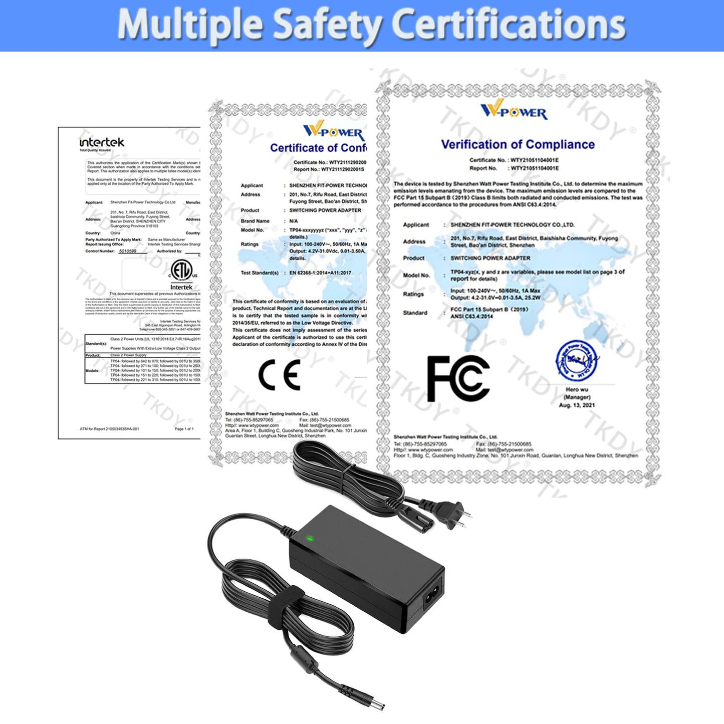 TKDY - Cable de Fuente de alimentación para Monitor de 12 V 5A, Adaptador de Corriente alterna de 12 V, 5A, 4A, 3A CC, Compatible con Monitor LCD de 12 V CC, cámaras de Seguridad CCTV CCTV, Tira de