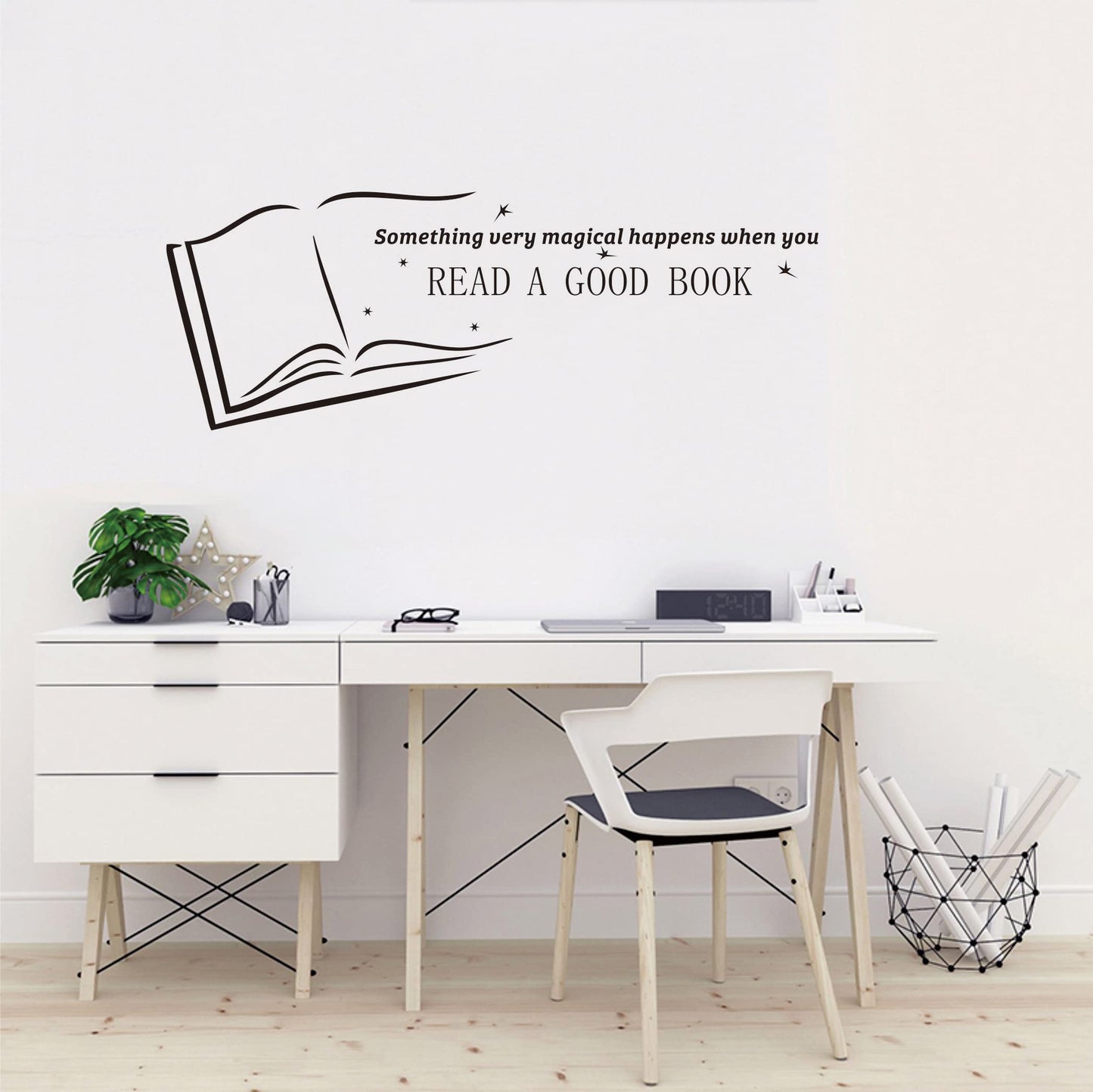 AY1862 - calcomanía de vinilo extraíble para la biblioteca de la escuela o la guardería, libro motivacional para decoración educativa de pared AY1862 (negro, 42 x 114 cm)