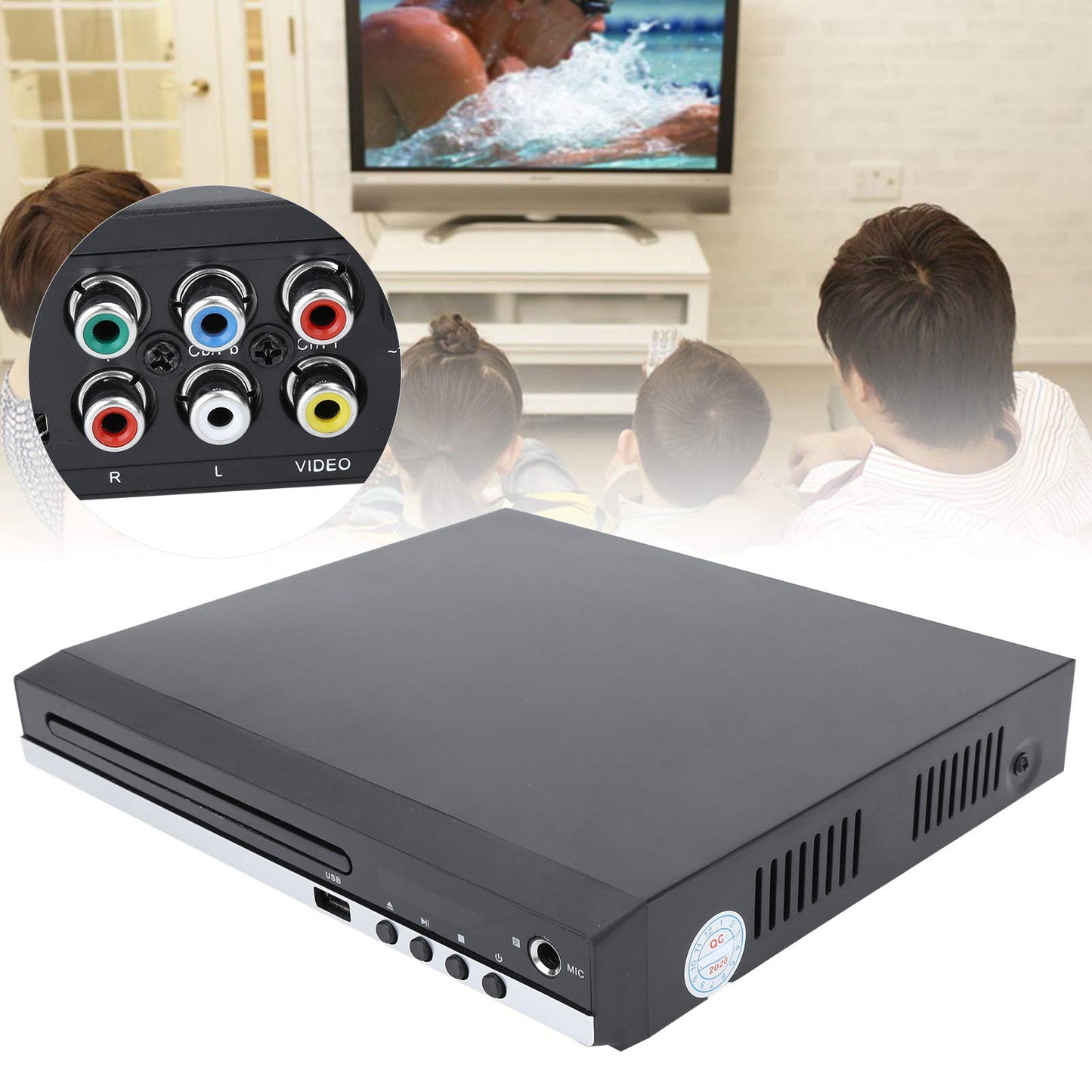 Reproductor de DVD Multimedia S erounder Negro con Salida 1080P y USB para Entretenimiento en el Hogar