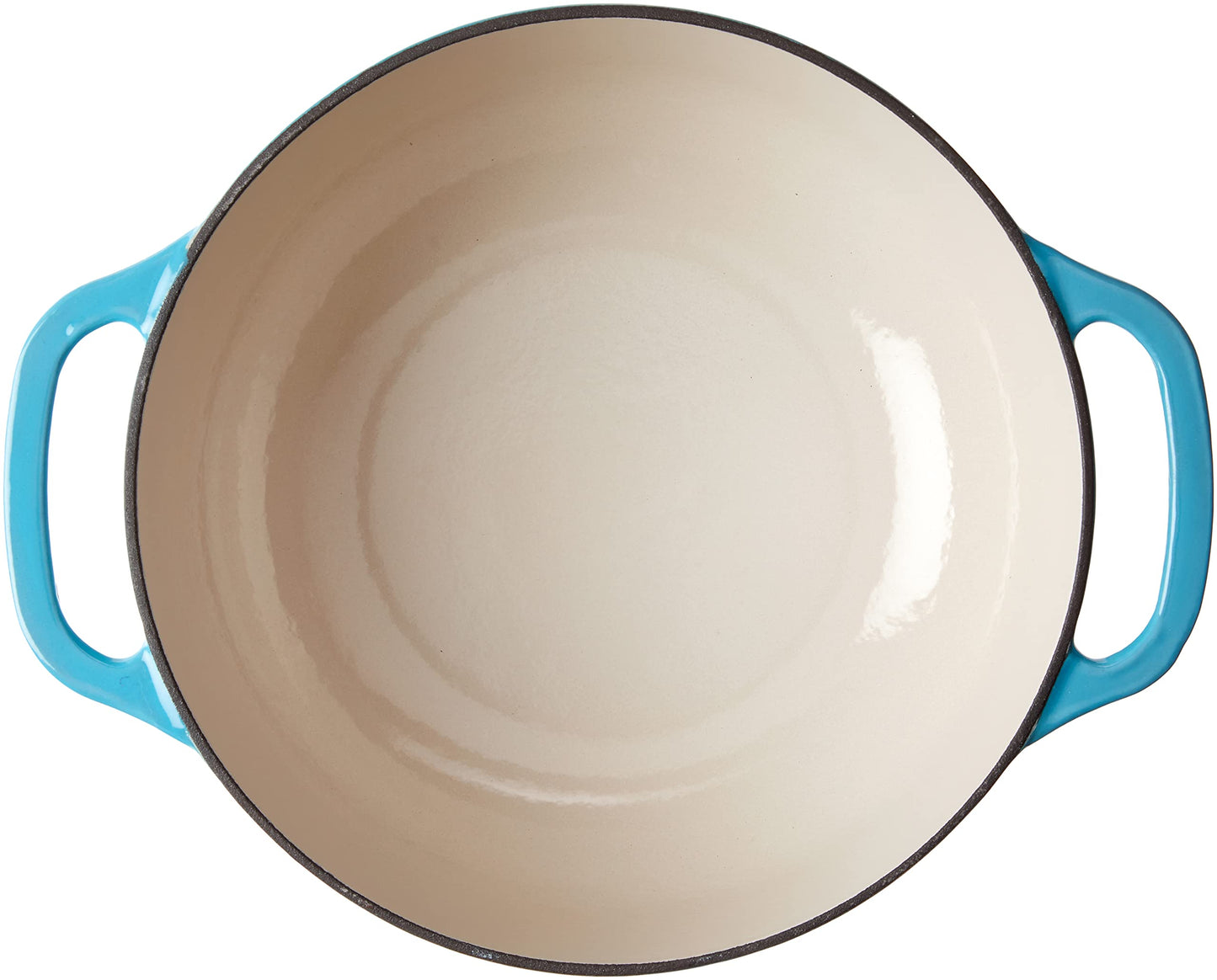 Lodge - Horno holandés de hierro fundido esmaltado de 6 cuartos con tapa, asas dobles, apto para horno hasta 500 °F o en estufa, uso para marinar, cocinar, hornear, refrigerar y servir, azul aciano