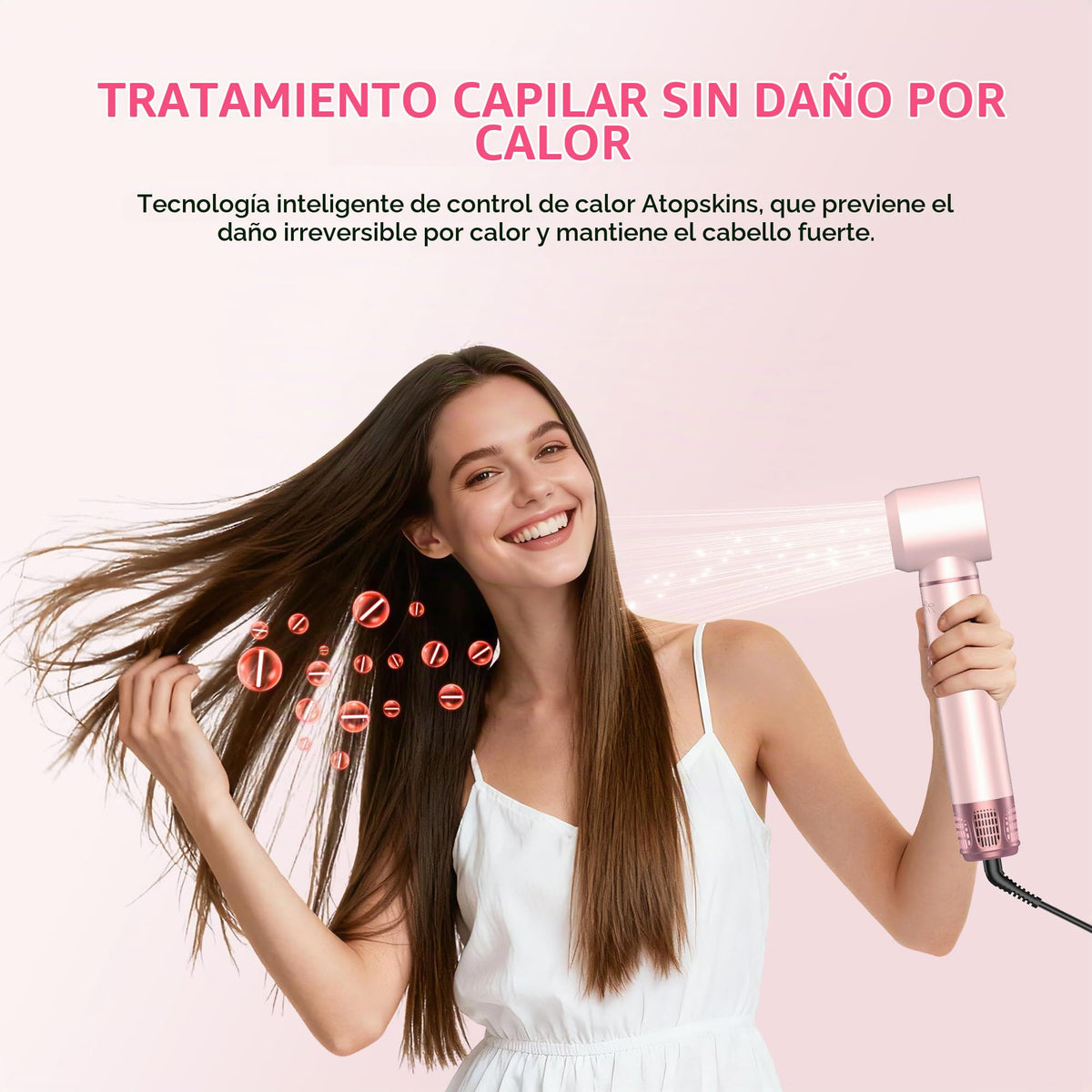Cepillo Secador de Pelo 5 en 1 Atopskins Negro con Peinado Iónico Automático