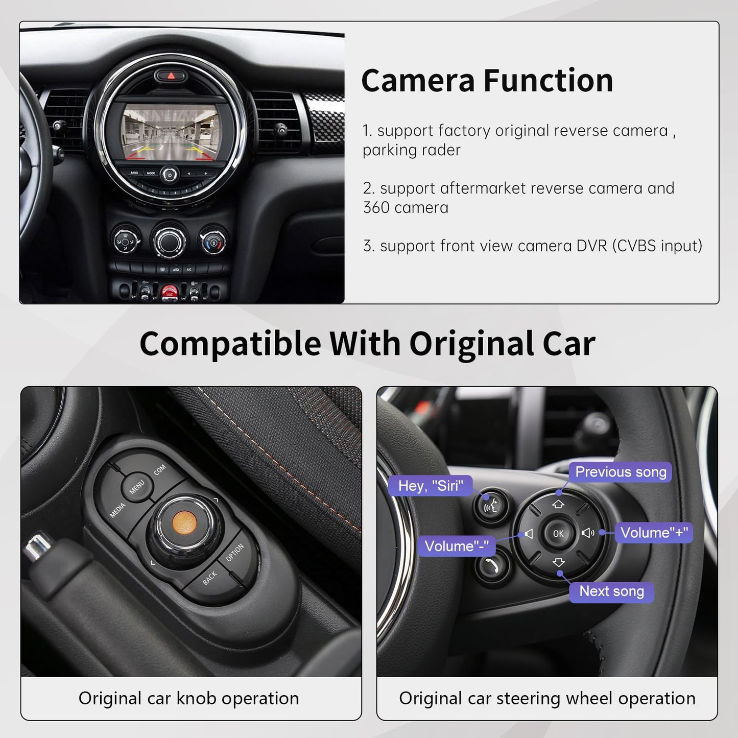 Road Top Interfaz CarPlay para BMW Mini Cooper One Hatch Clubman con NBT