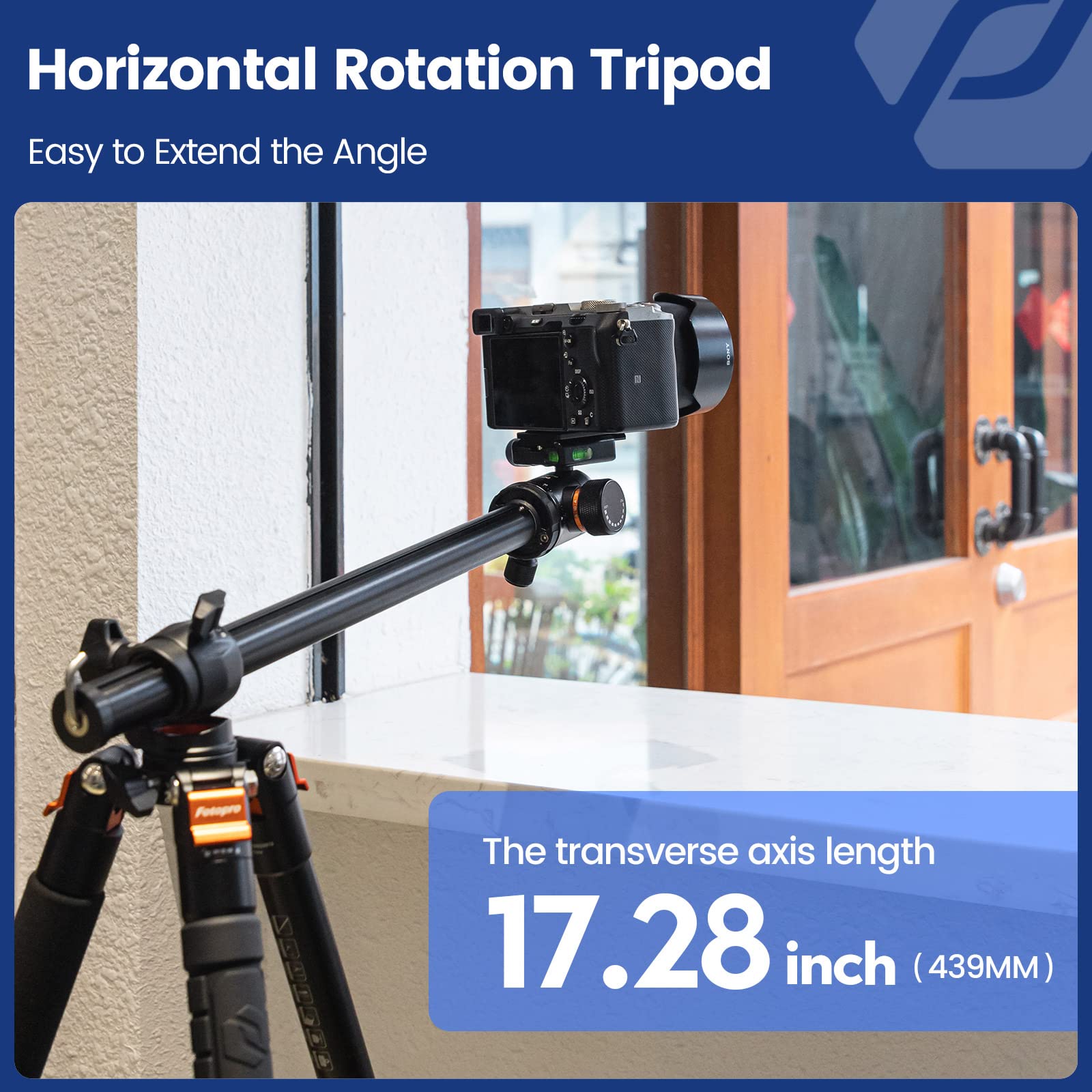 Fotopro 160CM Trípode para cámara Trípodes horizontales de Aluminio Monopie portátil con Cabeza de Bola 16KG Capacidad de Carga Placa de liberación rápida, para Viajes y Trabajo, MAX Carga 15KG