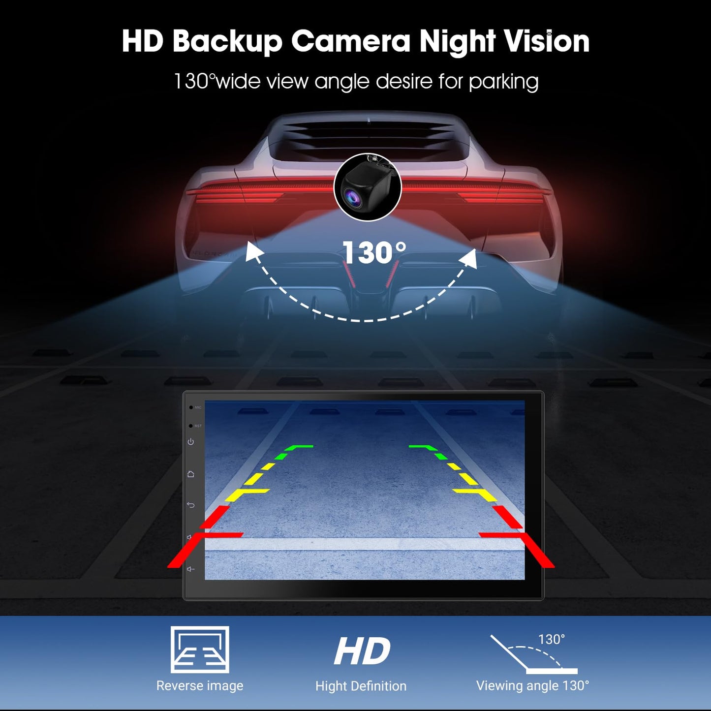 Haudio CarPlay - visualización inalámbrica para Coche y Android Auto Head Unit - visualización táctil de 7 Pulgadas Doble DIN estéreo (2+32 GB)