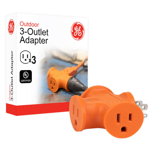 GE 50281 Adaptador para tomacorriente, 3 salidas, Espaciado, Anaranjado