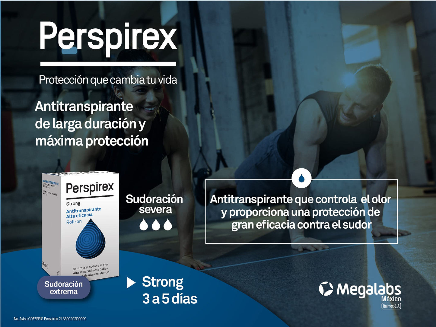 Perspirex Strong desodorante | Roll-On | antitranspirante clínicamente probado | control de sudoracion | 120 HORAS o 5 DIAS de proteccion | aplicar 2 veces por semana | caja roll-on 20ml (Strong)