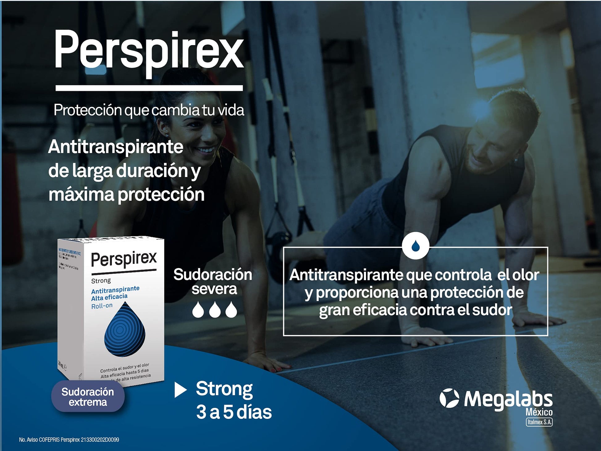 Perspirex Strong desodorante | Roll-On | antitranspirante clínicamente probado | control de sudoracion | 120 HORAS o 5 DIAS de proteccion | aplicar 2 veces por semana | caja roll-on 20ml (Strong)