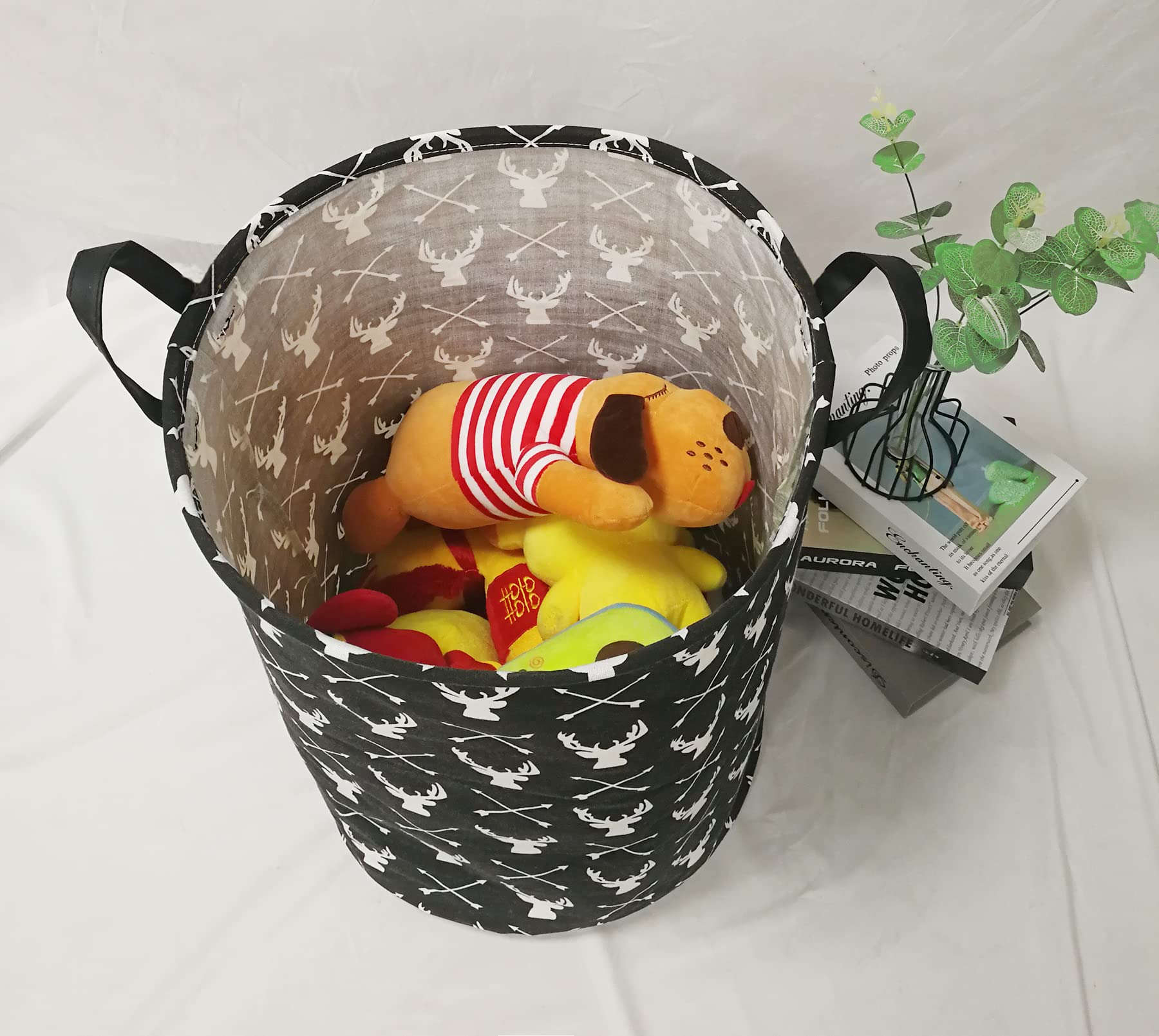 KUNRO - Cesta de almacenamiento redonda de gran tamaño, con revestimiento impermeable, organizadora, para guardería, ropa y juguetes