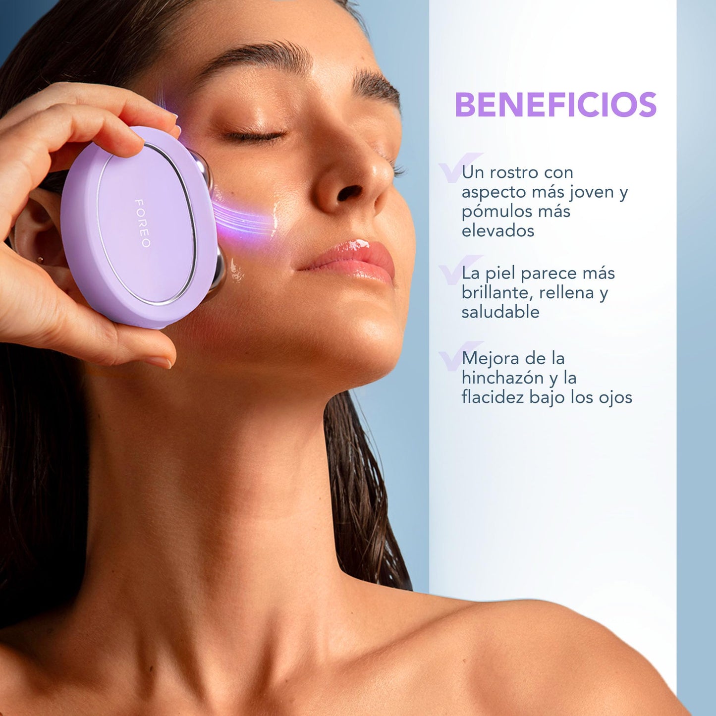 FOREO Set Glow & Tone – BEAR 2 dispositivo facial con microcorriente + SÉRUM 2.0 30 ml + Crema hidratante triple acción HA+PGA 50 ml – Lavender