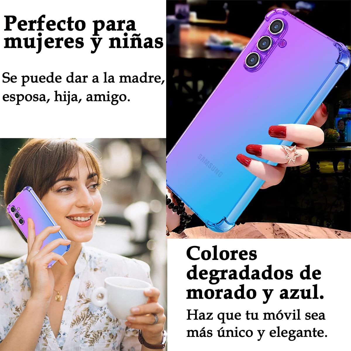 DABUNA Funda para Motorola Moto G75 5G Case Uso Rudo,Transparente Colores Degradados Protectora de Cámara Anticaída Carcasa Bumper(Púrpura Azul)