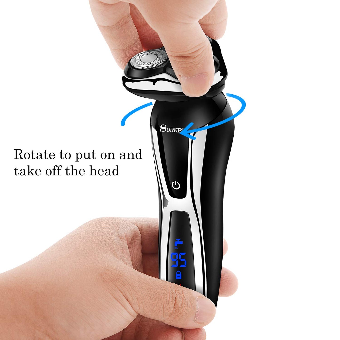 SURKER Maquinilla de afeitar eléctrica sin cable para barba para hombres, recortadora de pelo de nariz 3 en 1, kit de aseo más 1 cepillo de limpieza facial impermeable, recargable por USB, seco y húmedo