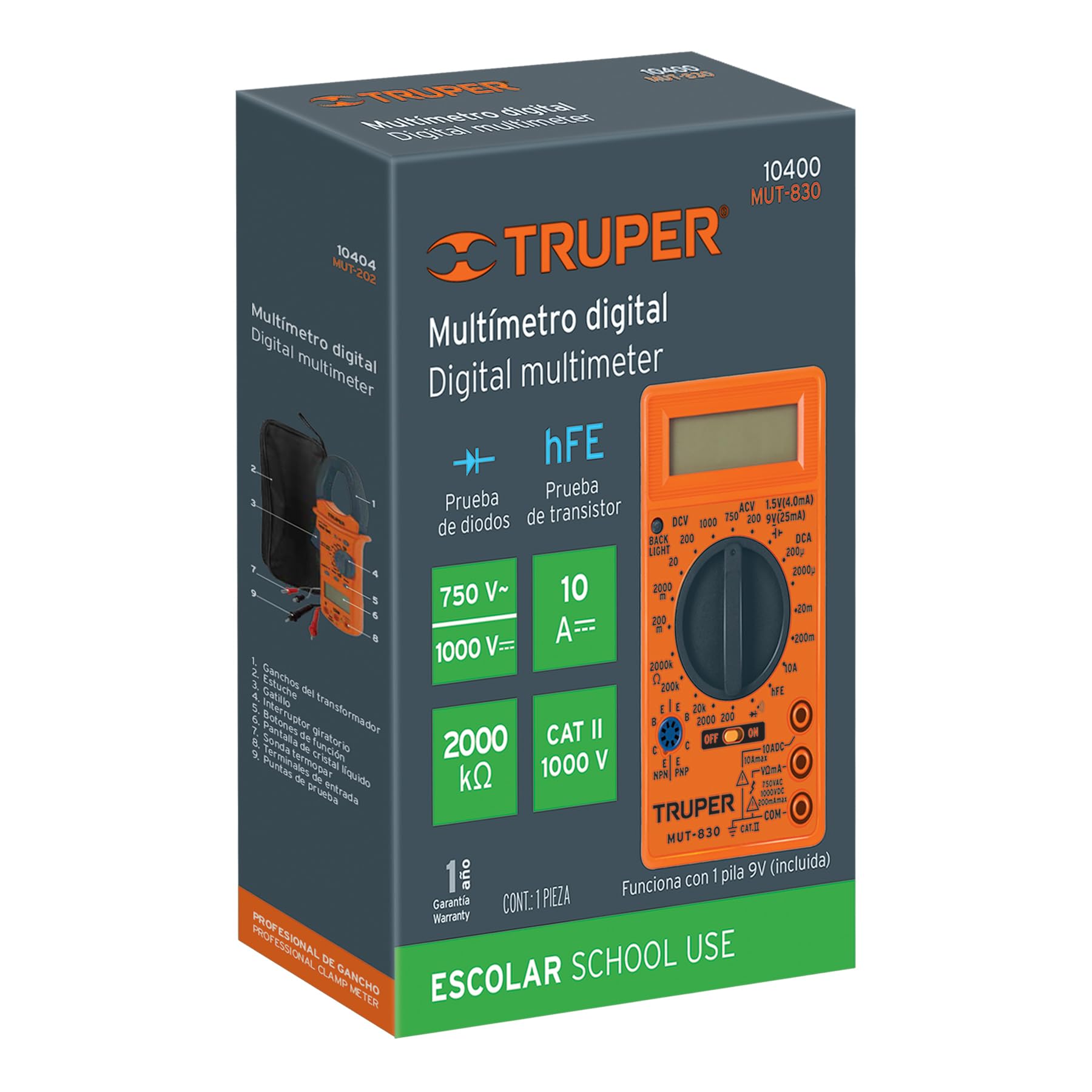 Multímetro Digital Truper MUT-830 Escolar