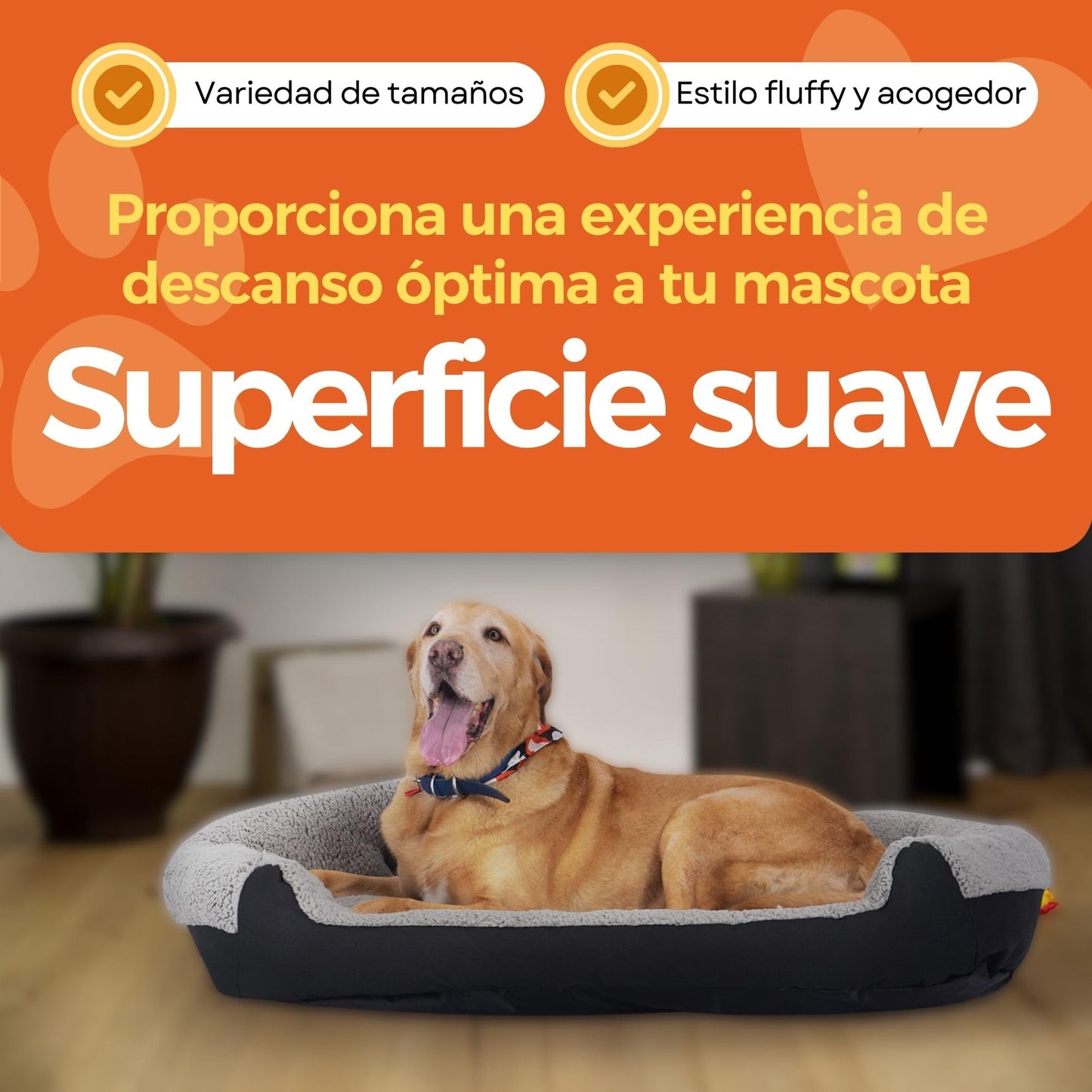 Cama para Perro Pets Apparel Hills Negra con Forro Acolchonado X-Large