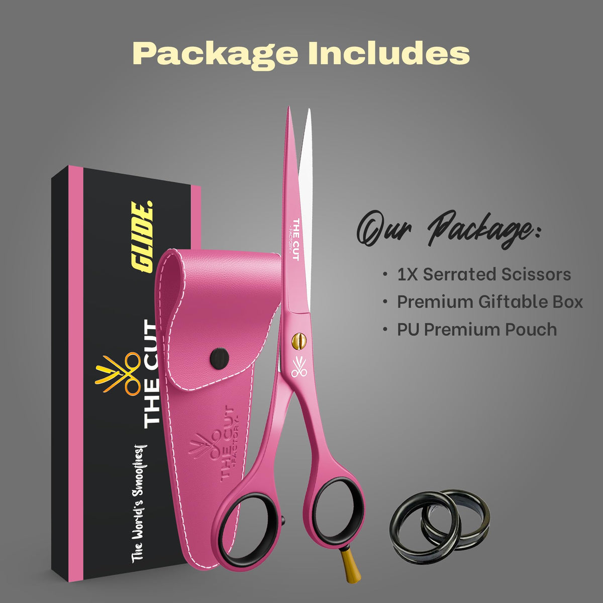 THE CUT - FACTORY - Tijeras para el cabello y tijeras de barbero profesionales - 6 pulgadas de acero inoxidable de primera calidad con hojas de borde de navaja suave - Uso para salón y uso personal