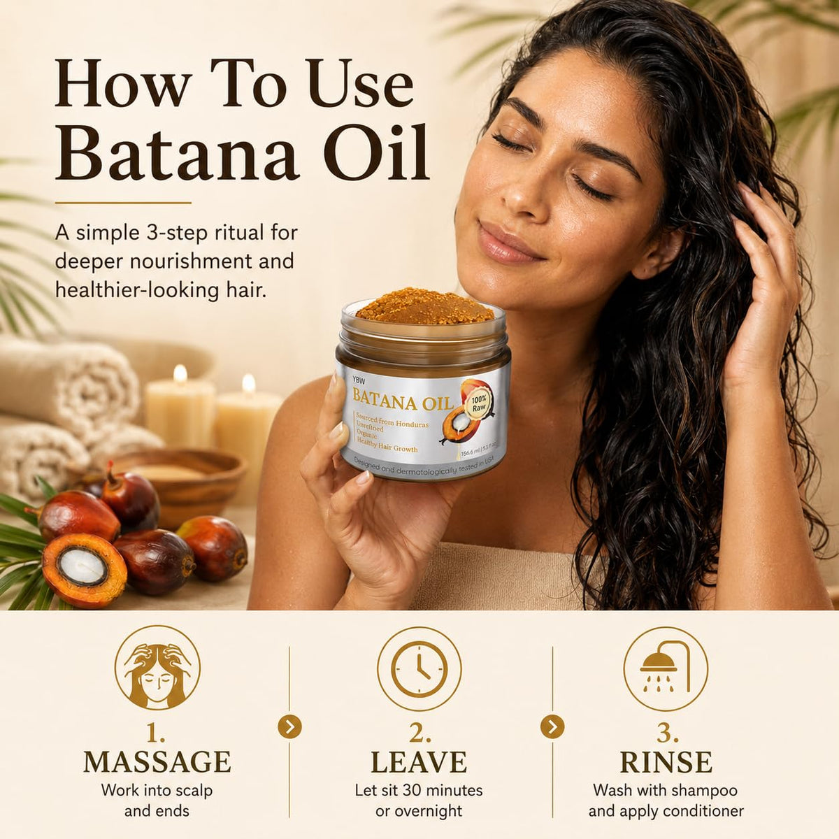 Aceite de Batana Orgánico Dr. Sebi Natural Honduras Realza Grosor Capilar y Previene la Pérdida para Hombre y Mujer