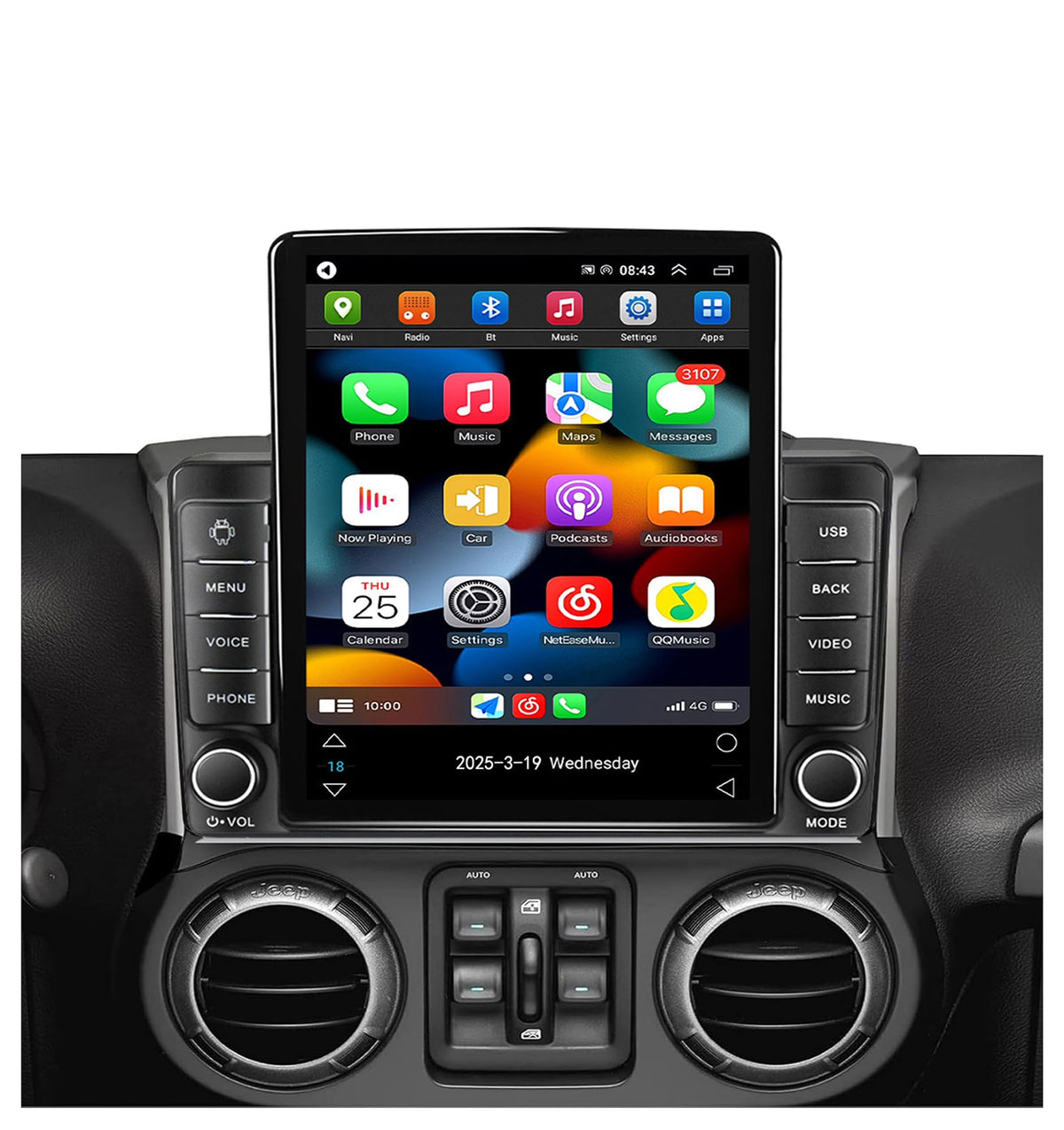 Radio Android Jeep Wrangler JK Rubicon 9.7 Pulgadas Pantalla Táctil Tesla Style 4GB+64GB Con GPS para 2007-2018
