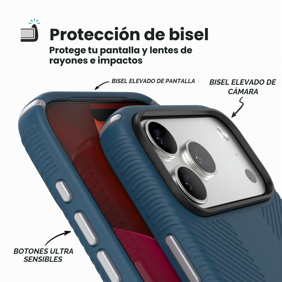 Funda para iPhone 17 Pro Max Speck mar profundo plata metálica azul hechizo compatible con MagSafe
