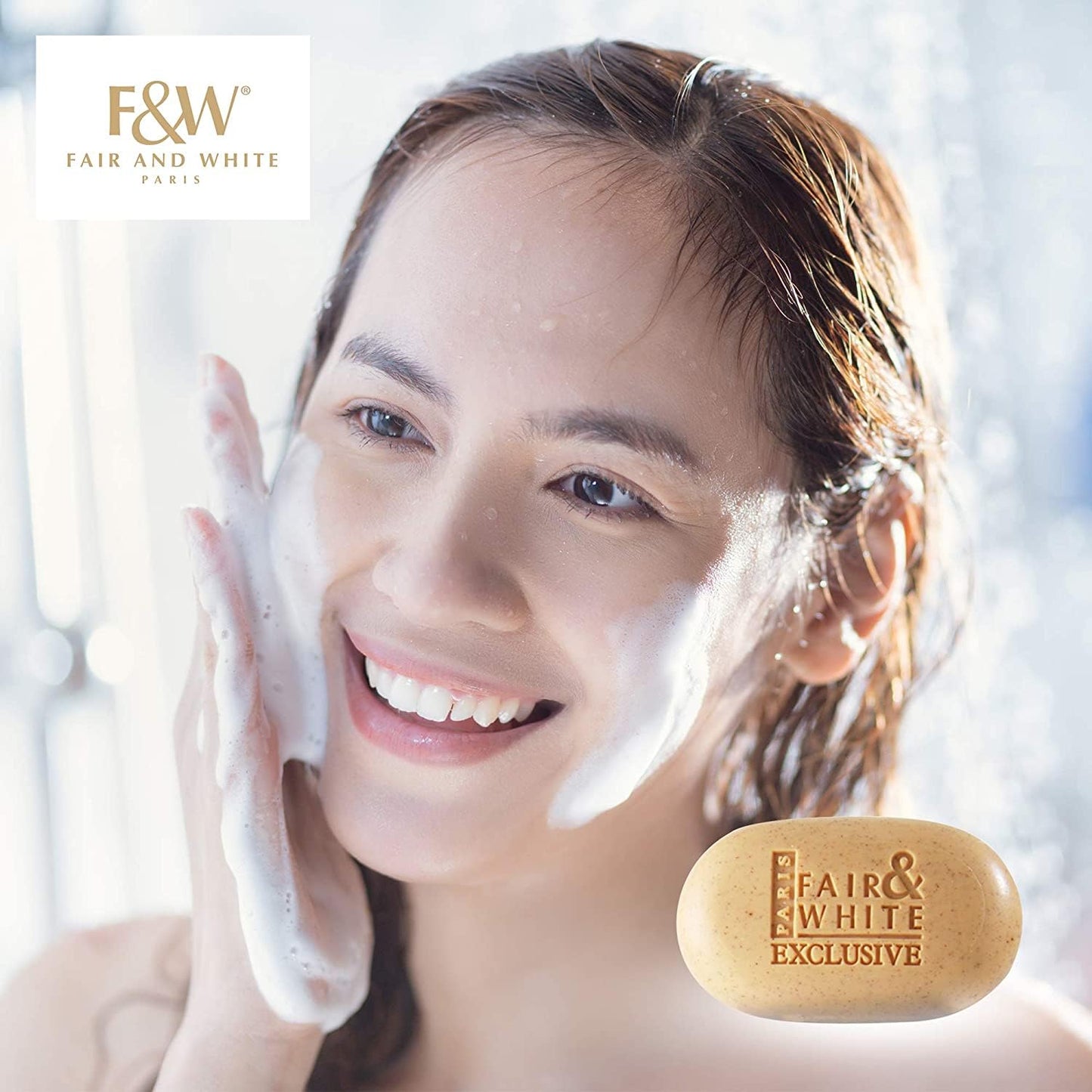 FAIR & WHITE | Jabón Exfoliante despigmentante | Tratamiento Limpiador Aclarante de Manchas o Zonas Oscurecidas | Con Vitamina C y Manteca de Karité | Barra 200gr