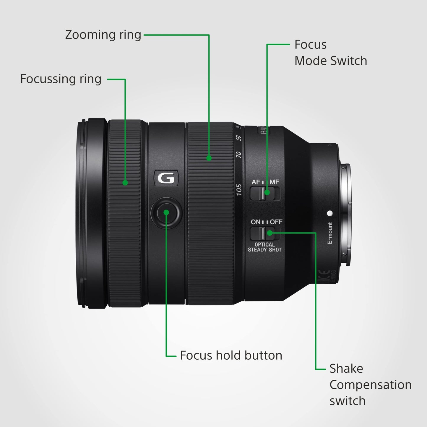 Sony Lente FE 24-105 mm F4 Zoom estándar G Lens. Montura E Full Frame