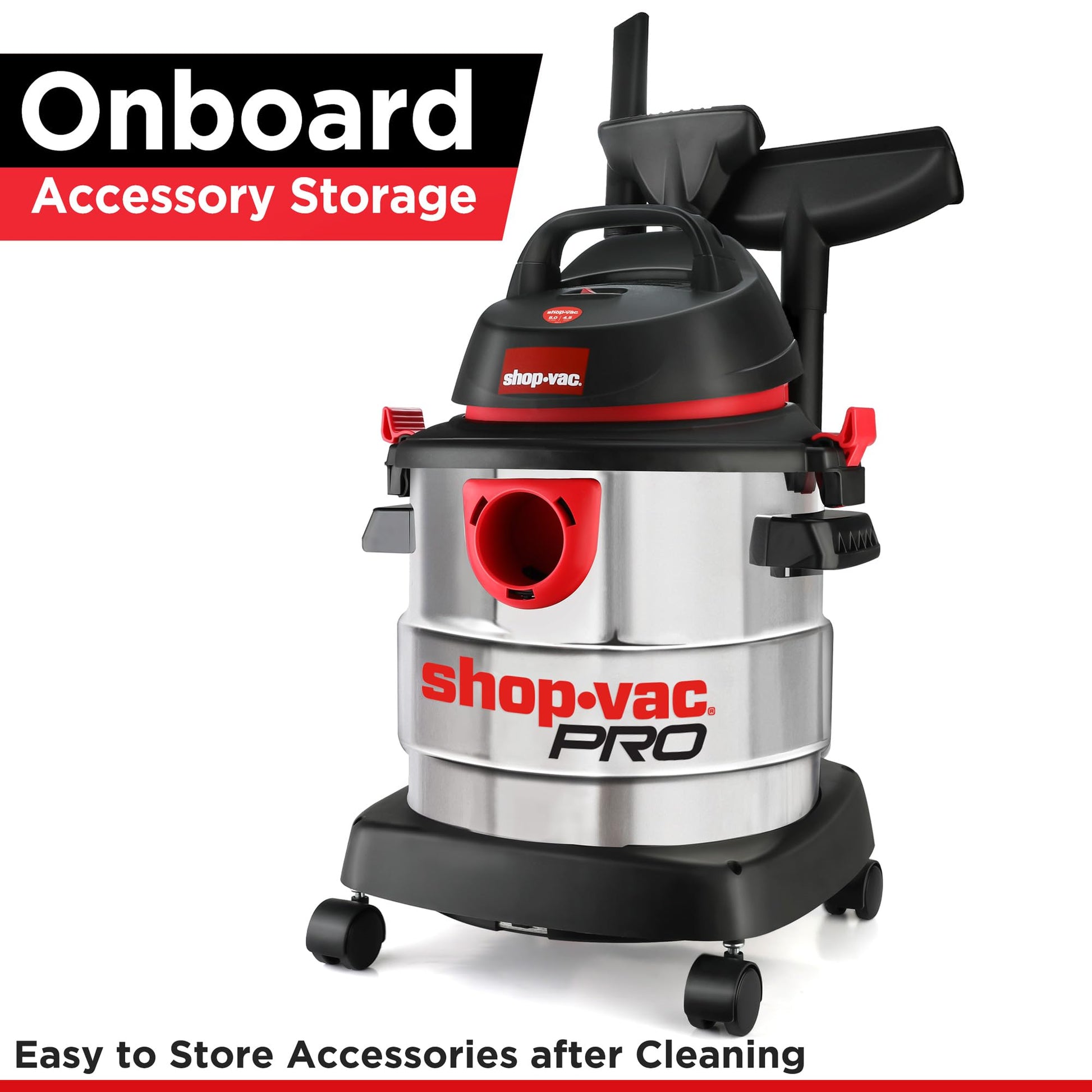 Aspiradora Húmeda y Seca Shop-Vac Acero Inoxidable 5 Galones Portátil para Taller y Cochera