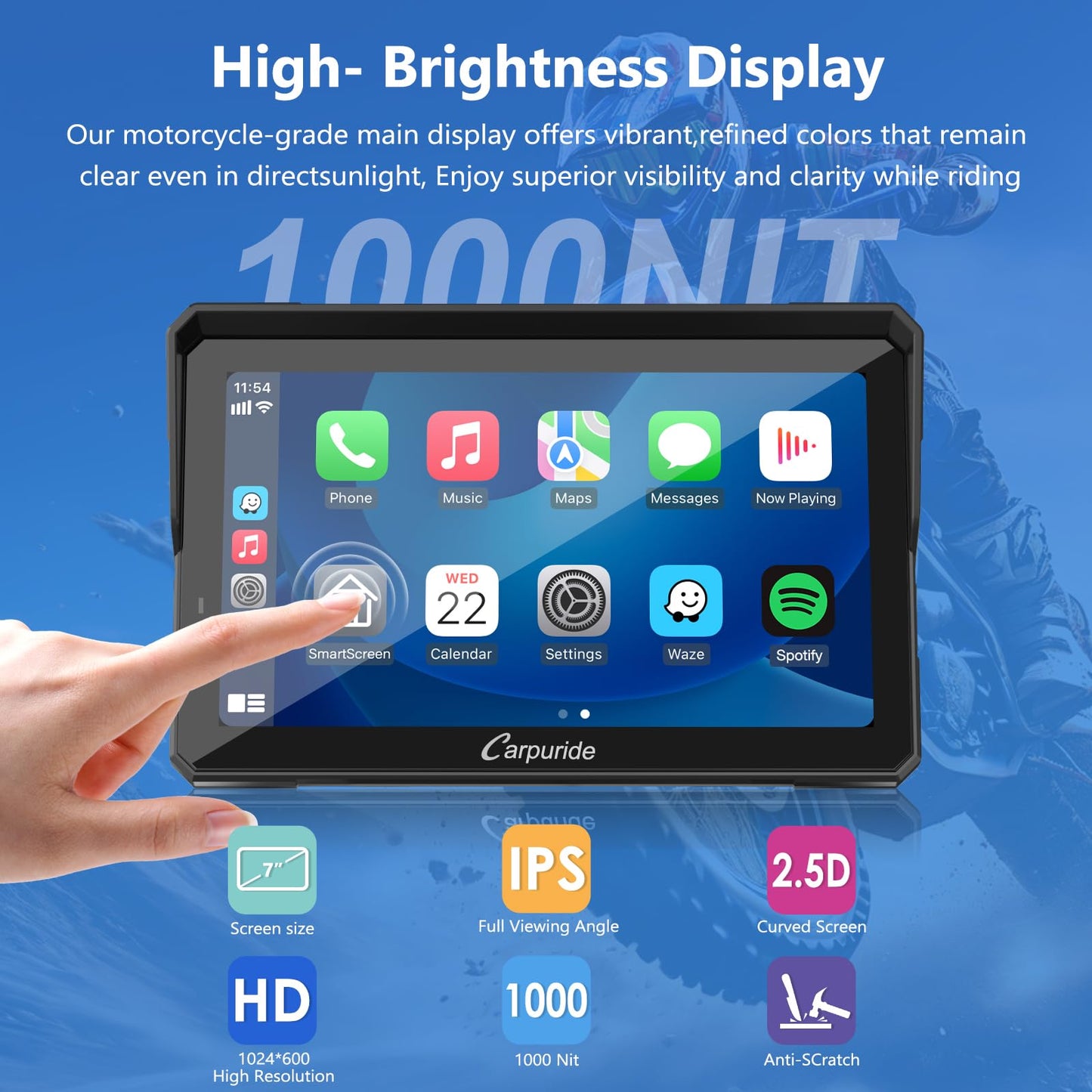 Carpuride W702BS Pro para BMW CarPlay&Android Auto con Bluetooth Dual,Pantalla Navegación GPS Impermeable7,Lectura Datos,Maravilla Nativa,TPMS,Sensor Luz,Intercambio Música,Intercomunicador,16 Pines