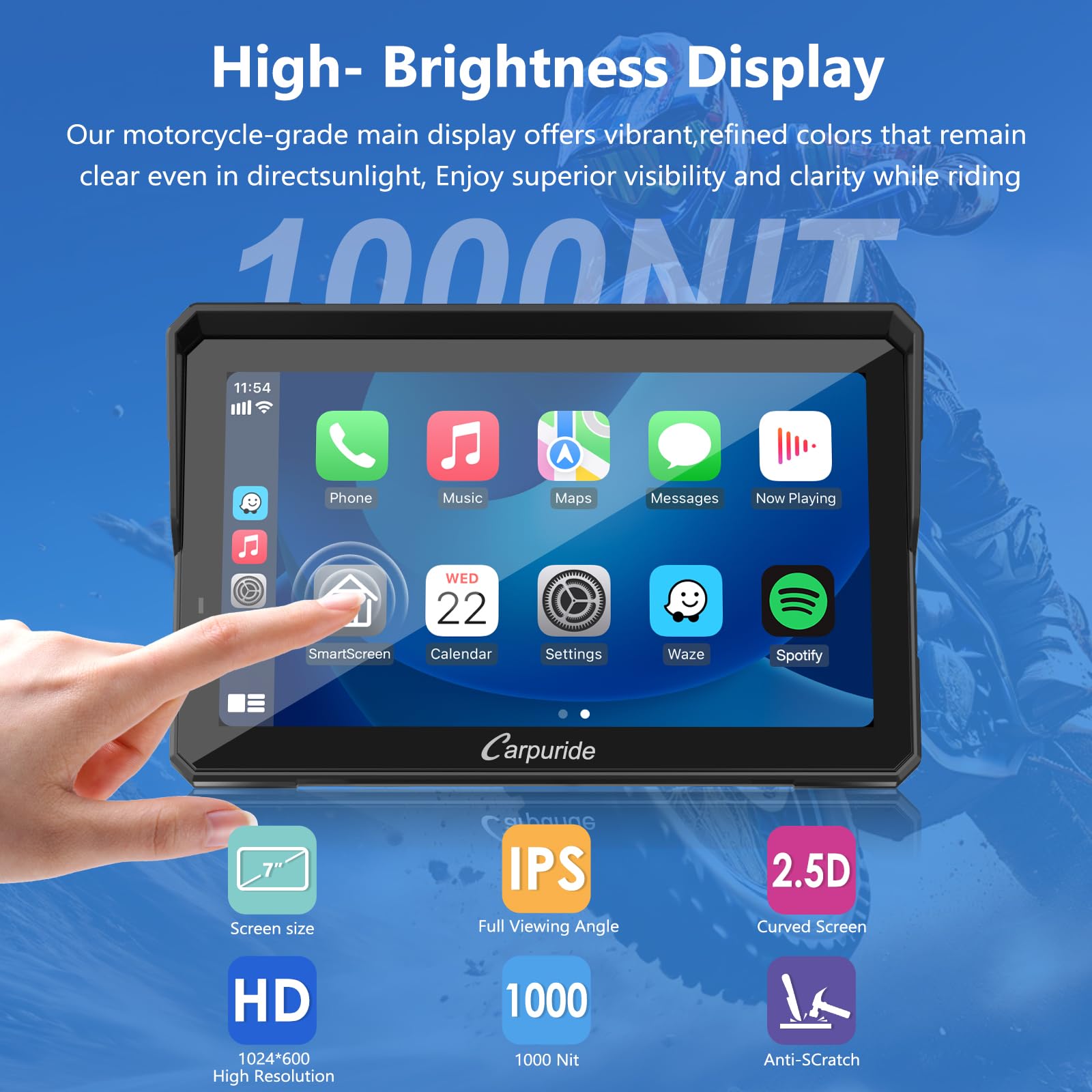 Carpuride W702BS Pro para BMW CarPlay&Android Auto con Bluetooth Dual,Pantalla Navegación GPS Impermeable7,Lectura Datos,Maravilla Nativa,TPMS,Sensor Luz,Intercambio Música,Intercomunicador,16 Pines
