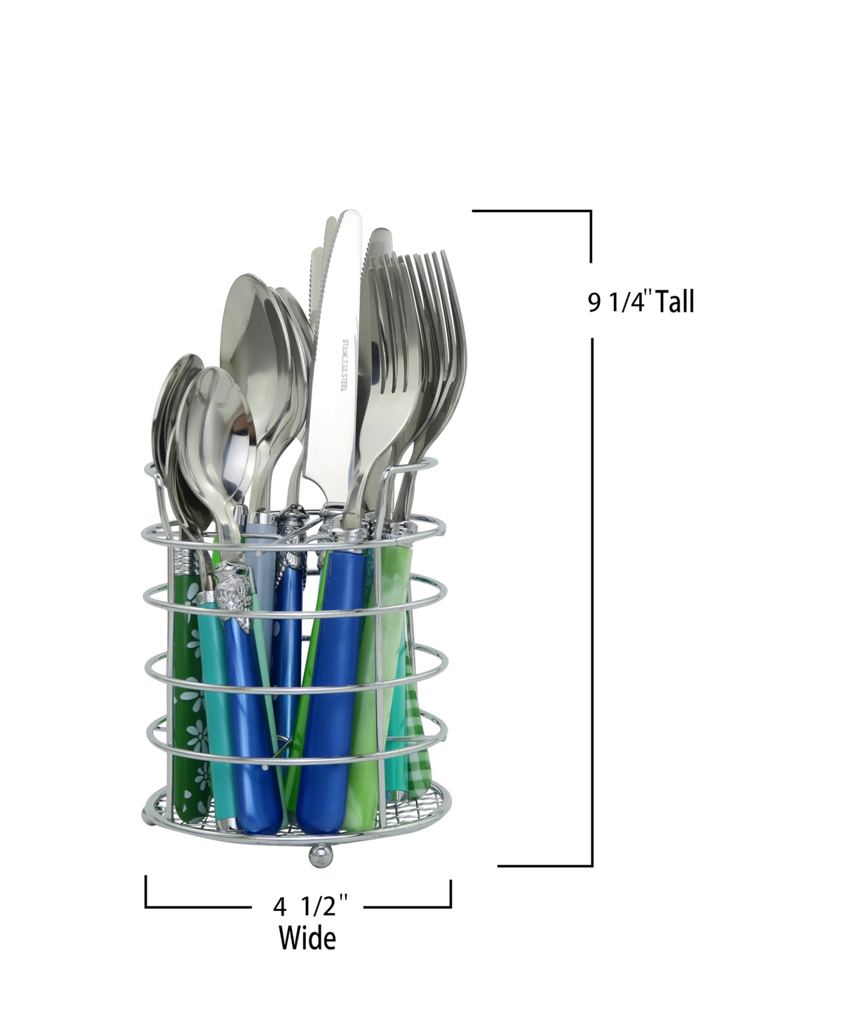 Gyspy Color Mix and Match Cutlery and Eating Utensils Gift Set of 16 Pieces, Colorful Flatware Sea Green and Blue by Gypsy Color