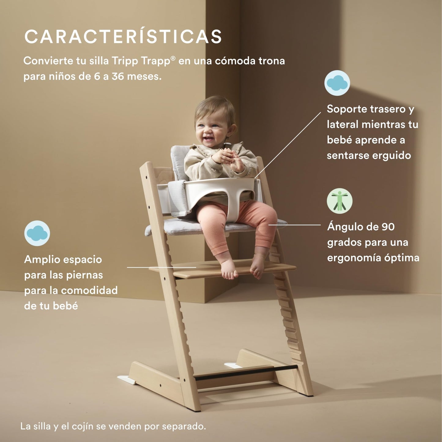 Tripp Trapp Baby Set 2 de Stokke, Edad 6-36 meses - Convierta la silla Tripp Trapp en una cómoda trona (Black)