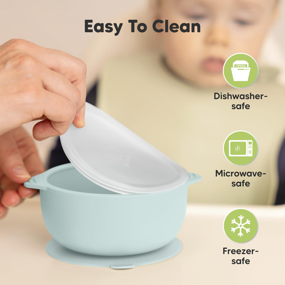 KeaBabies - Juego de 2 cuencos para bebé con succiones, tapas, cuencos de succión de silicona para bebés, niñas, niños, silicona de grado alimenticio, sin BPA, aptos para lavaplatos, esenciales para