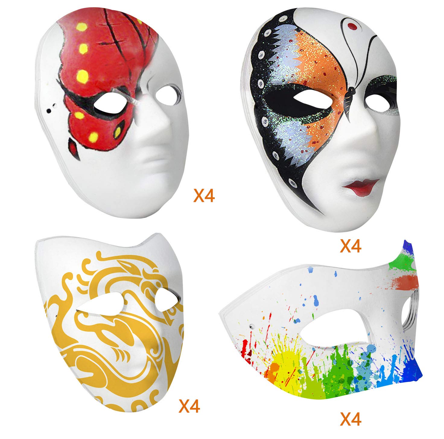 Lynkaye - Máscaras lisas blancas, 16 máscaras de máscaras sin pintar, para manualidades, Mardi Gras, baile, cosplay (estilo A)
