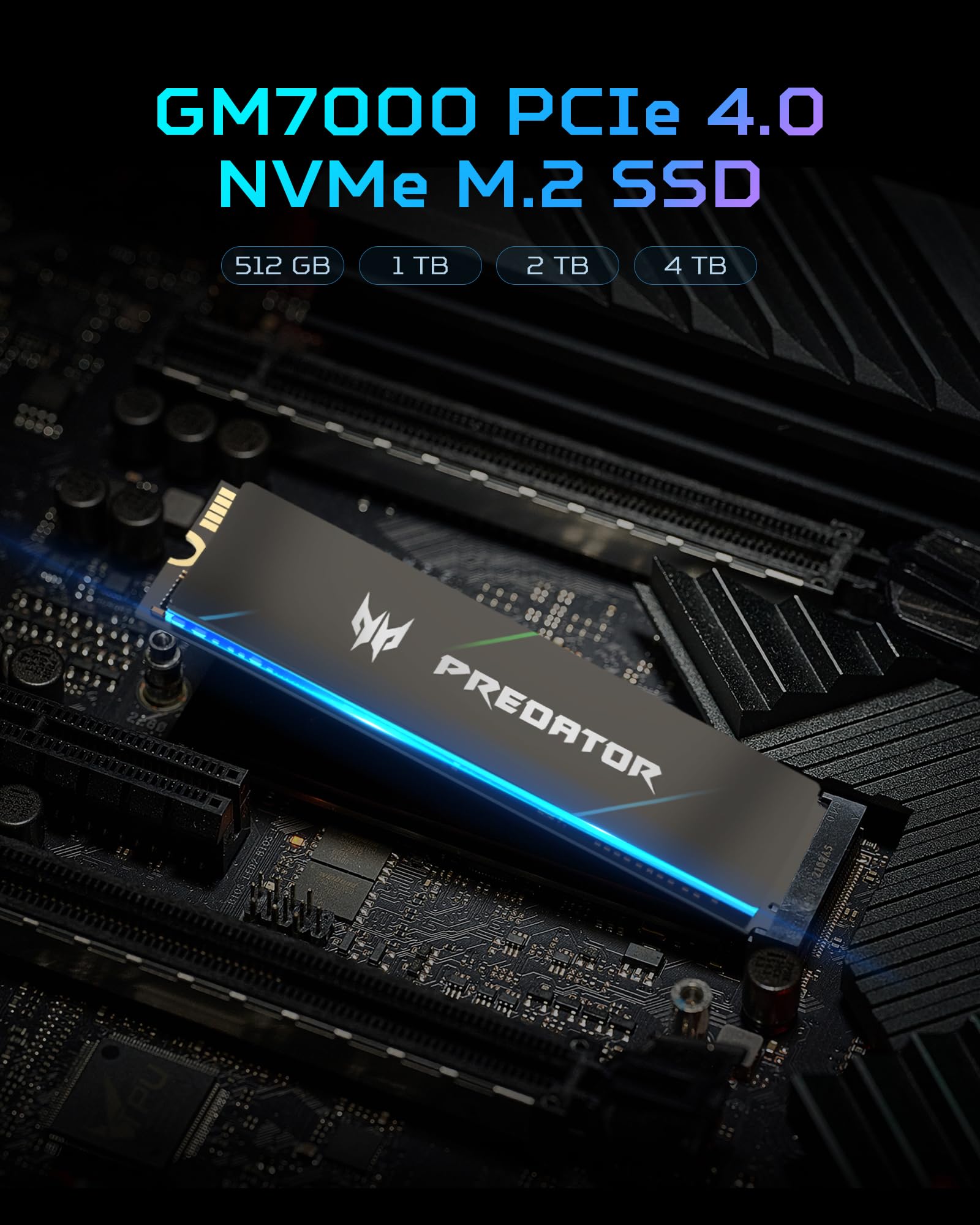 Unidad de Estado Sólido Acer Predator GM7000 1TB NVMe Gen4 Gaming