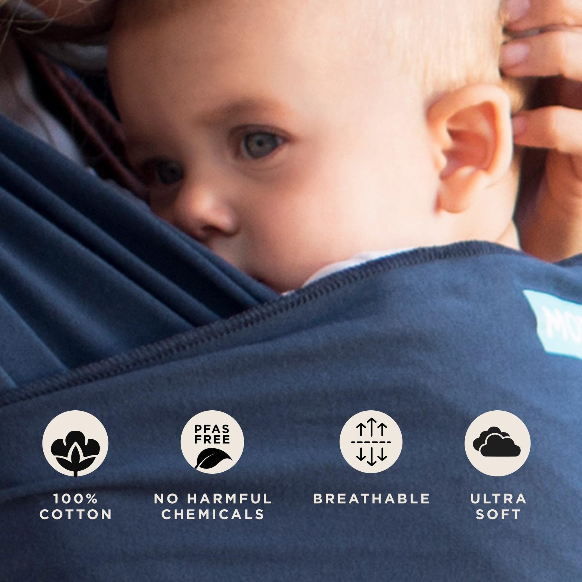 Moby Portabebés Cruzado - Clásico | Portabebé para Recién Nacidos y Bebés | Envoltura de Bebé #1 | Seguro y Ajustable para Todos los Cuerpos | Perfecto para Mamá y Papá | Medianoche