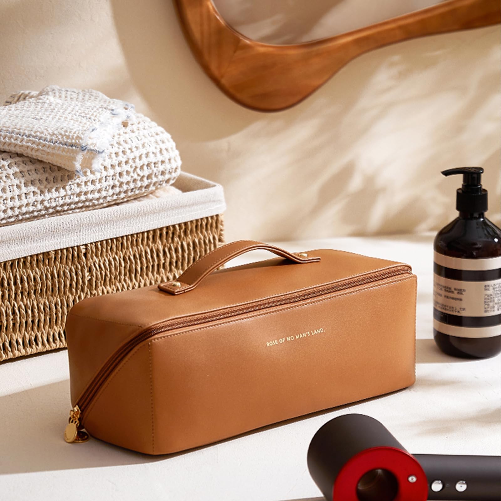 Linpr Estuche de Viaje Compatible con Dyson Airwrap Styler, Bolsa de Almacenamiento de Viaje Portátil para Secador de pelo, Estuche Organizador Impermeable para Shark Flexstyle (Marrón)