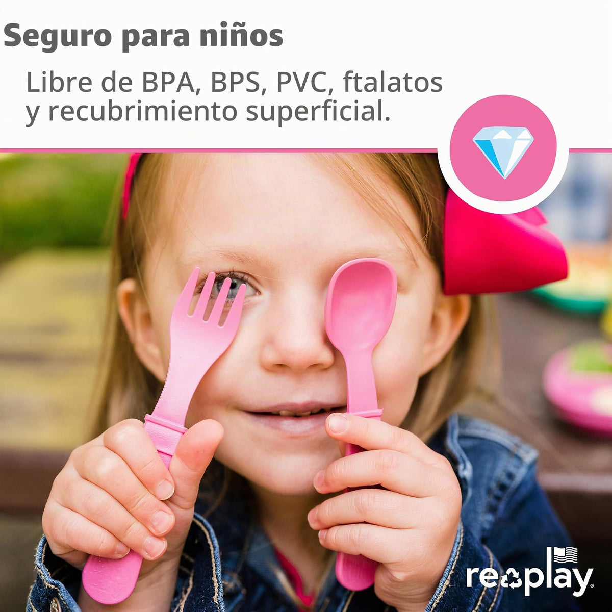 Re Play - Tenedores y cucharas para niños pequeños, paquete de 12 sin estuche de transporte, 6 tenedores para niños con puntas redondeadas y 6 cucharas profundas para niños pequeños, utensilios de 0.2 pulgadas de grosor, caja de lápices