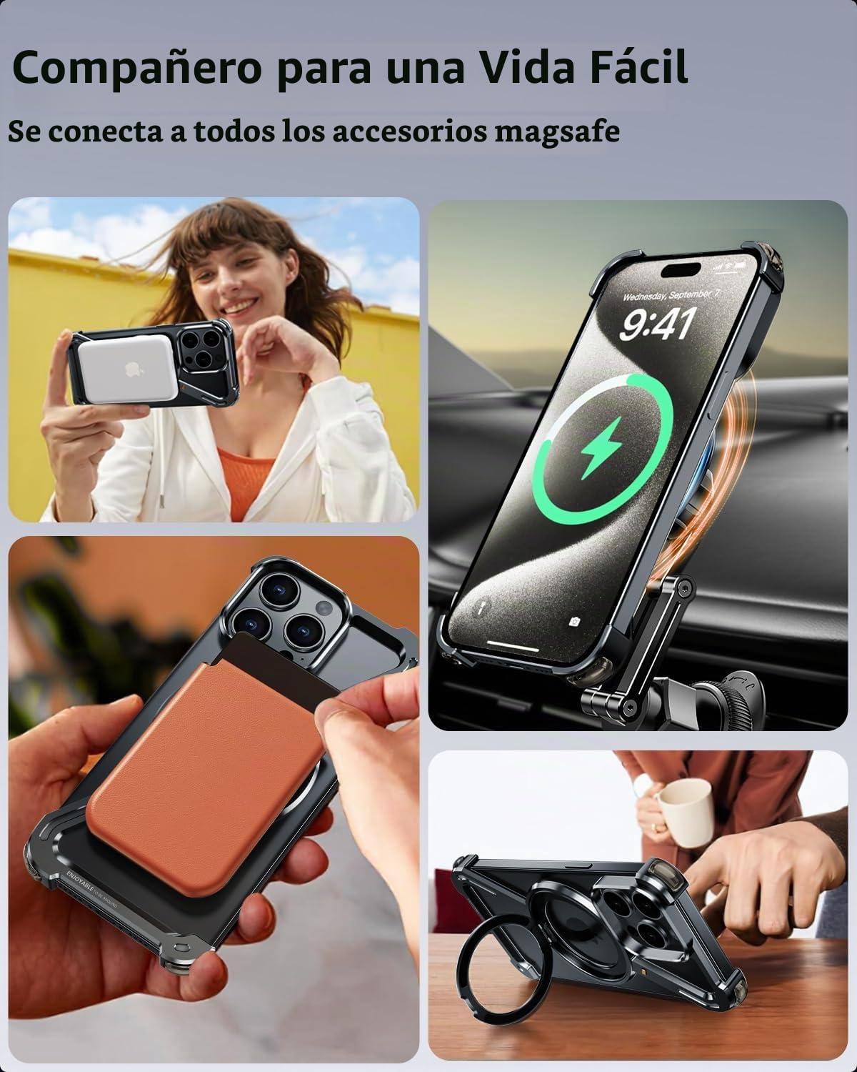Funda para iPhone 14 Pro OGRANEE Z Negro Soporte Magnético Giratorio 360° Ultrafina y Dura