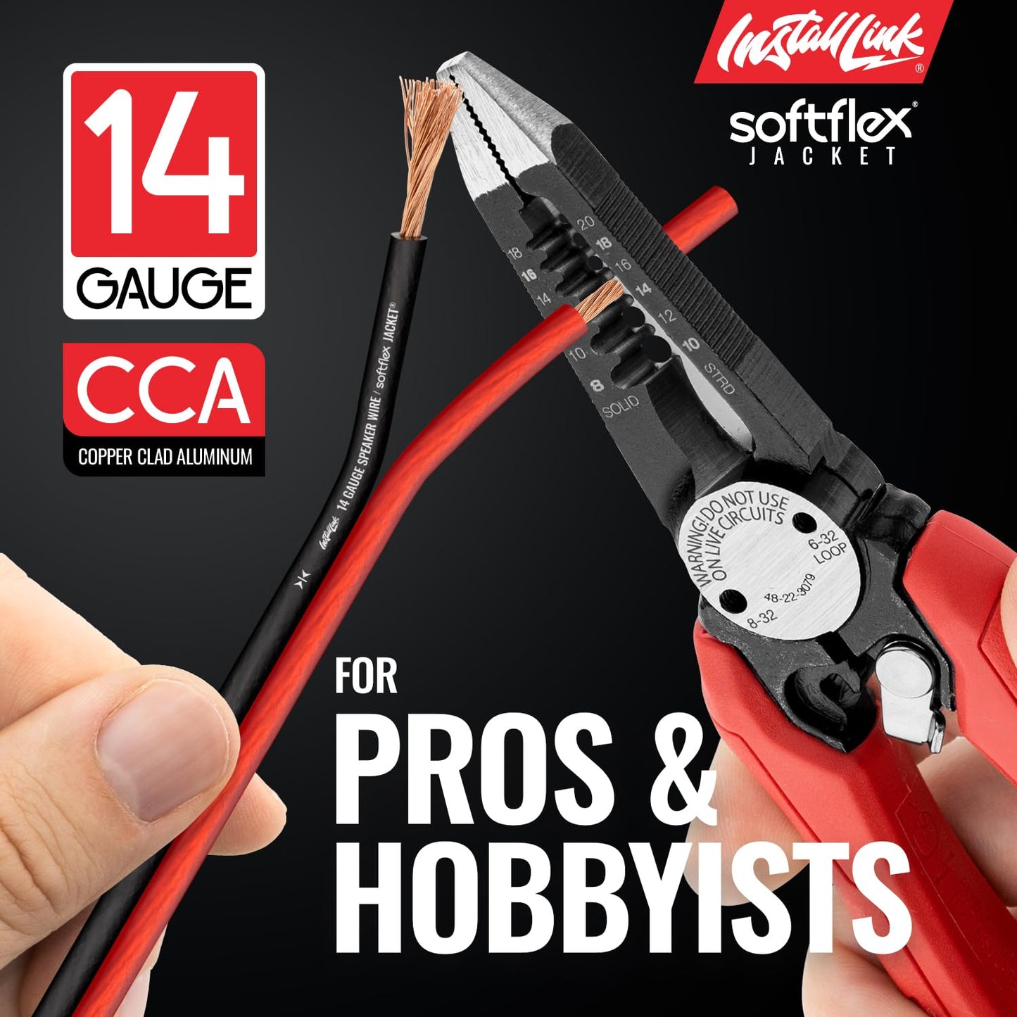 Install Link - Cable de altavoz de calibre 14 para coche, hogar o RV, cable de audio de 250 pies, CCA