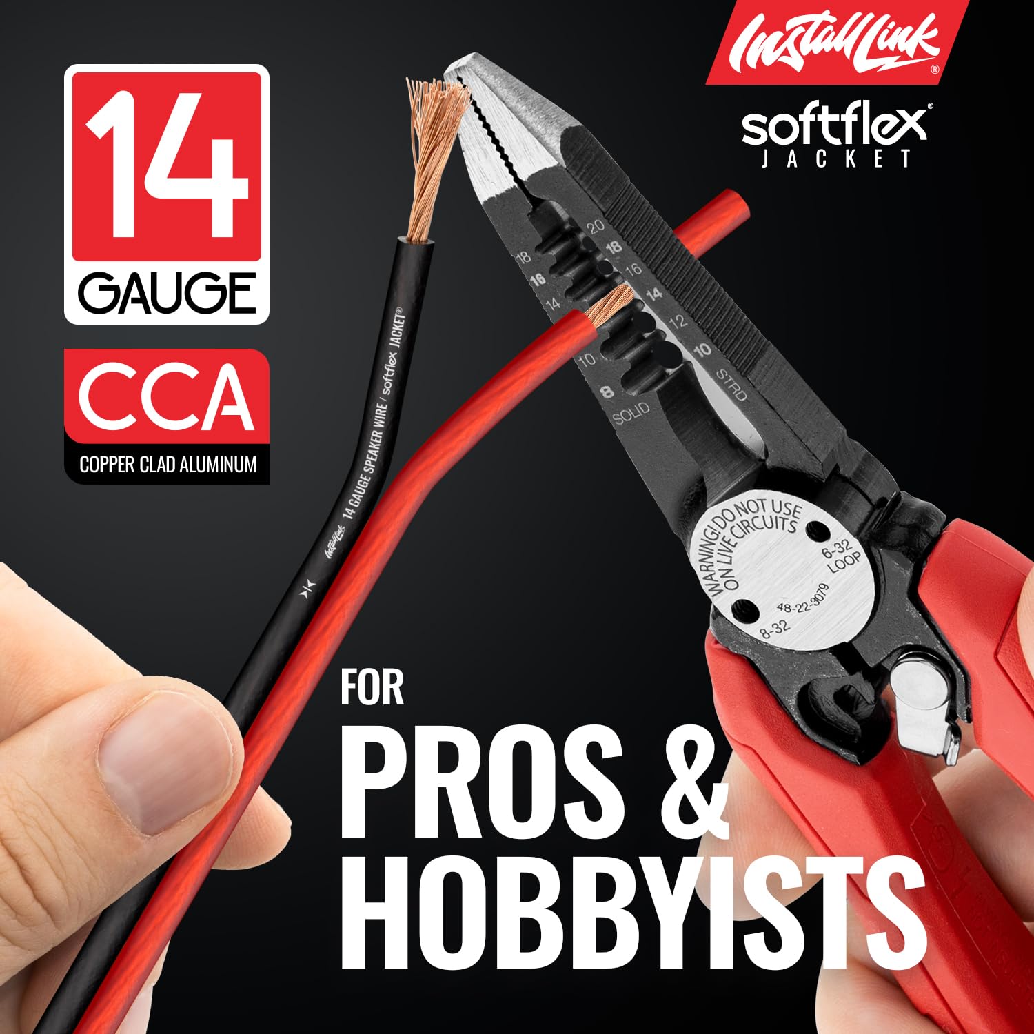 Install Link - Cable de altavoz de calibre 14 para coche, hogar o RV, cable de audio de 250 pies, CCA