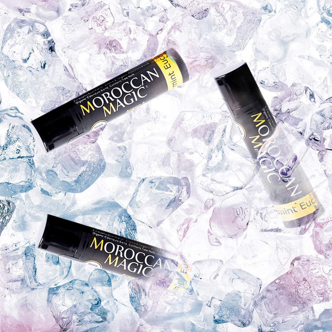 Bálsamo Labial Moroccan Magic Menta Eucalipto Orgánico 3 Pack para Suave Aplicación