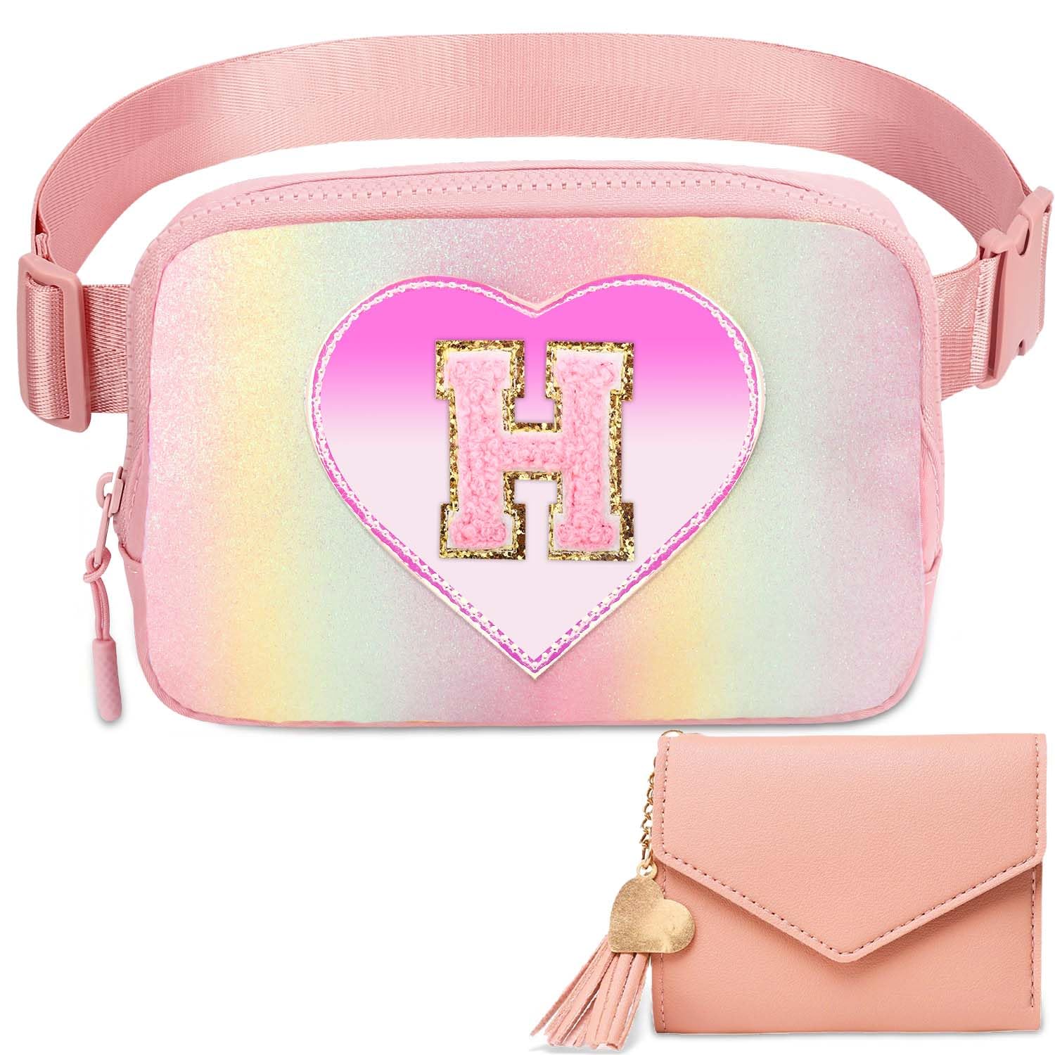 Kejea Riñonera Cruzada para Niñas y Mujeres, 8 a 12 Años, Regalos de Cumpleaños, Rosa (Glitter Pink), Pequeño, Large